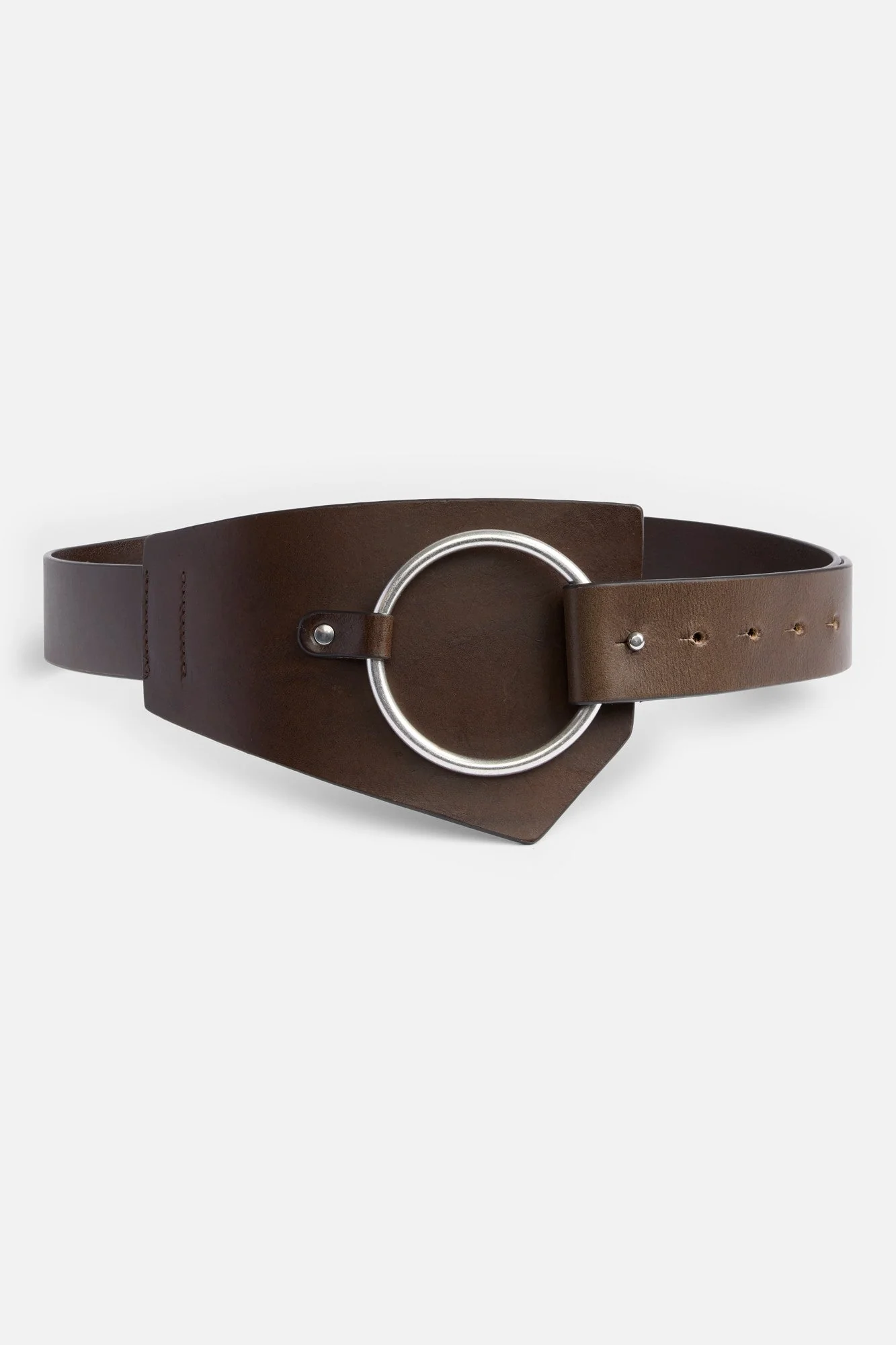 ASYMMETRIC WAIST BELT in Leather Brown