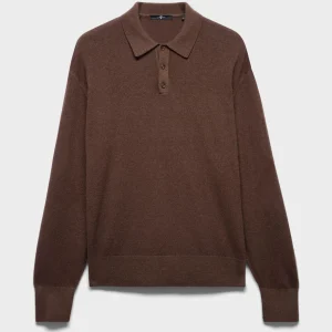 LONG SLEEVE POLO in Wool Espresso