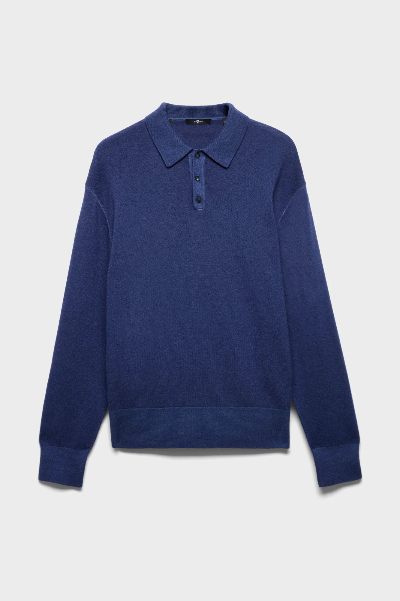 LONG SLEEVE POLO in Wool Lapis