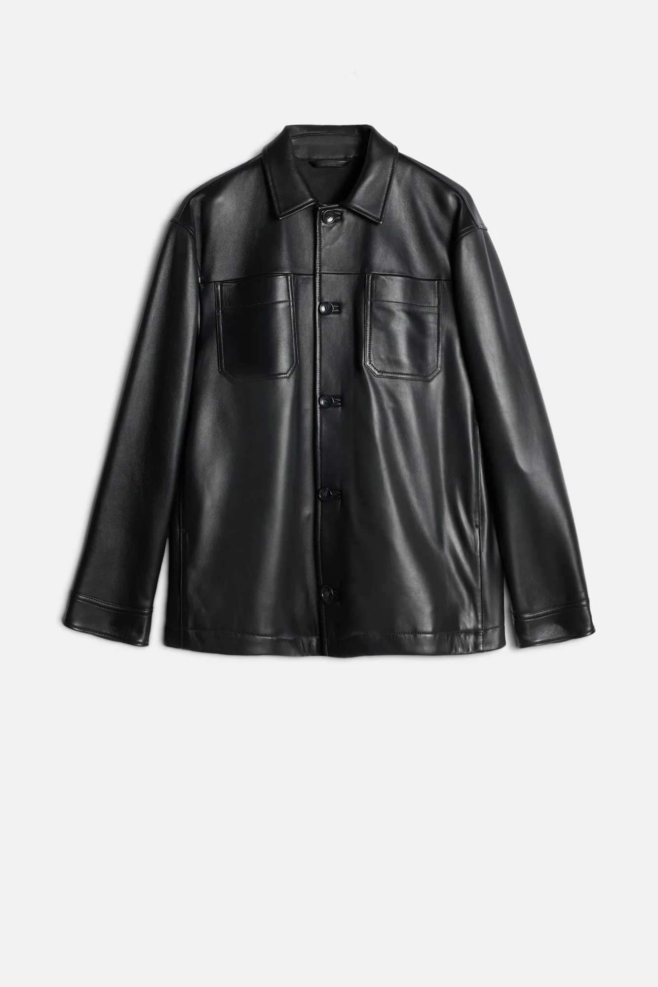 Leather Overshirt in Black