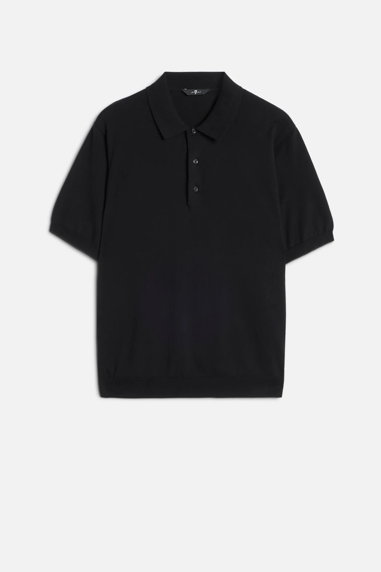 Short Sleeve Polo Sweater in Black