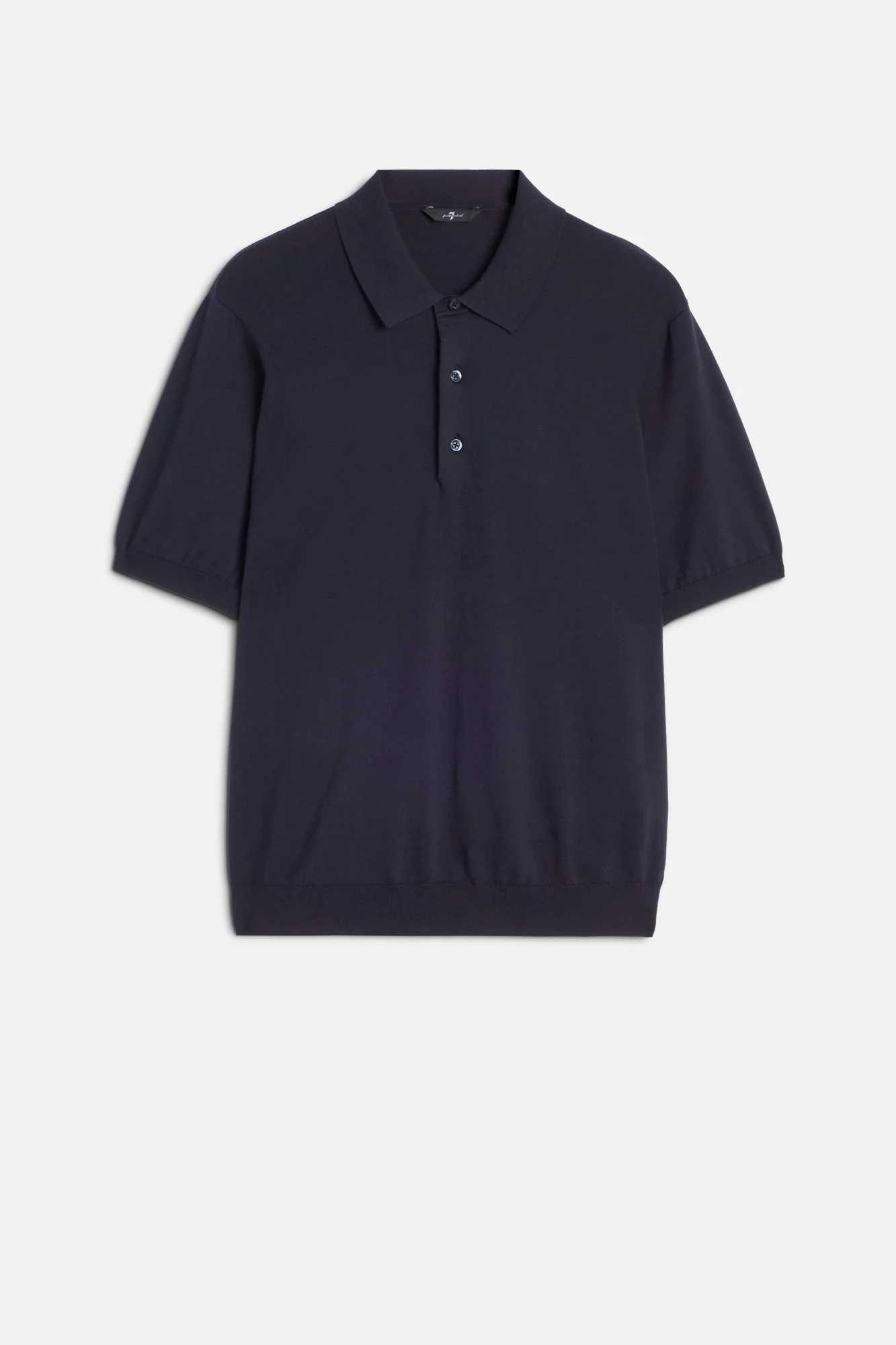 Short Sleeve Polo Sweater in Navy