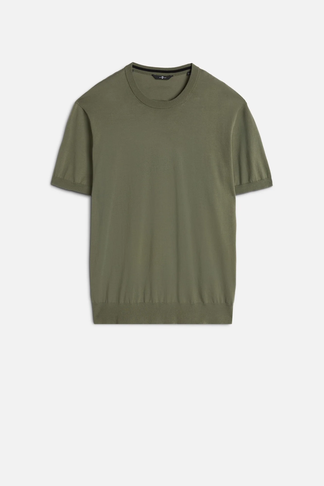 Classic Cotton Short Sleeve Sweater in Army Green