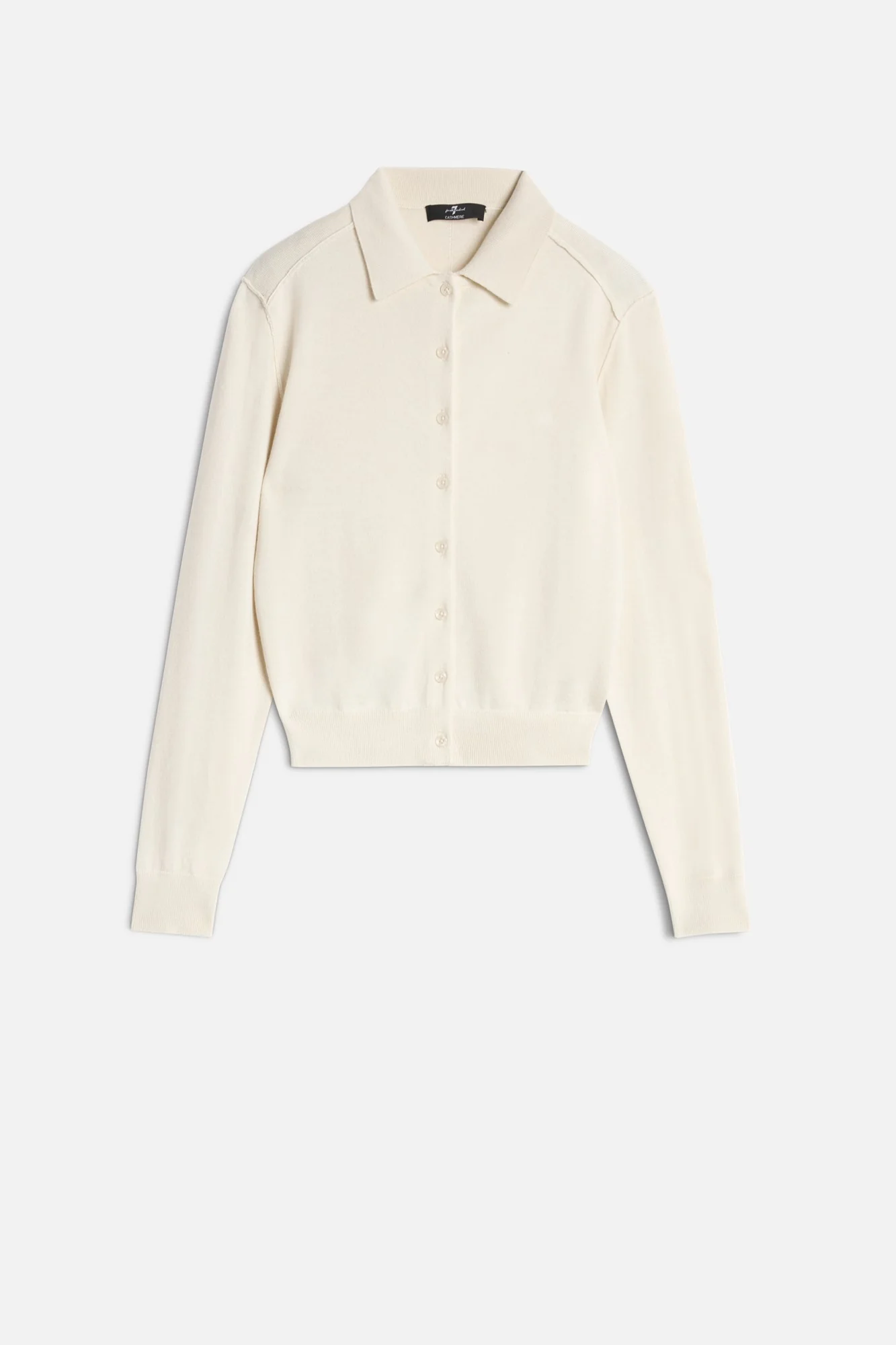 Cashmere Polo Cardigan in Ice White