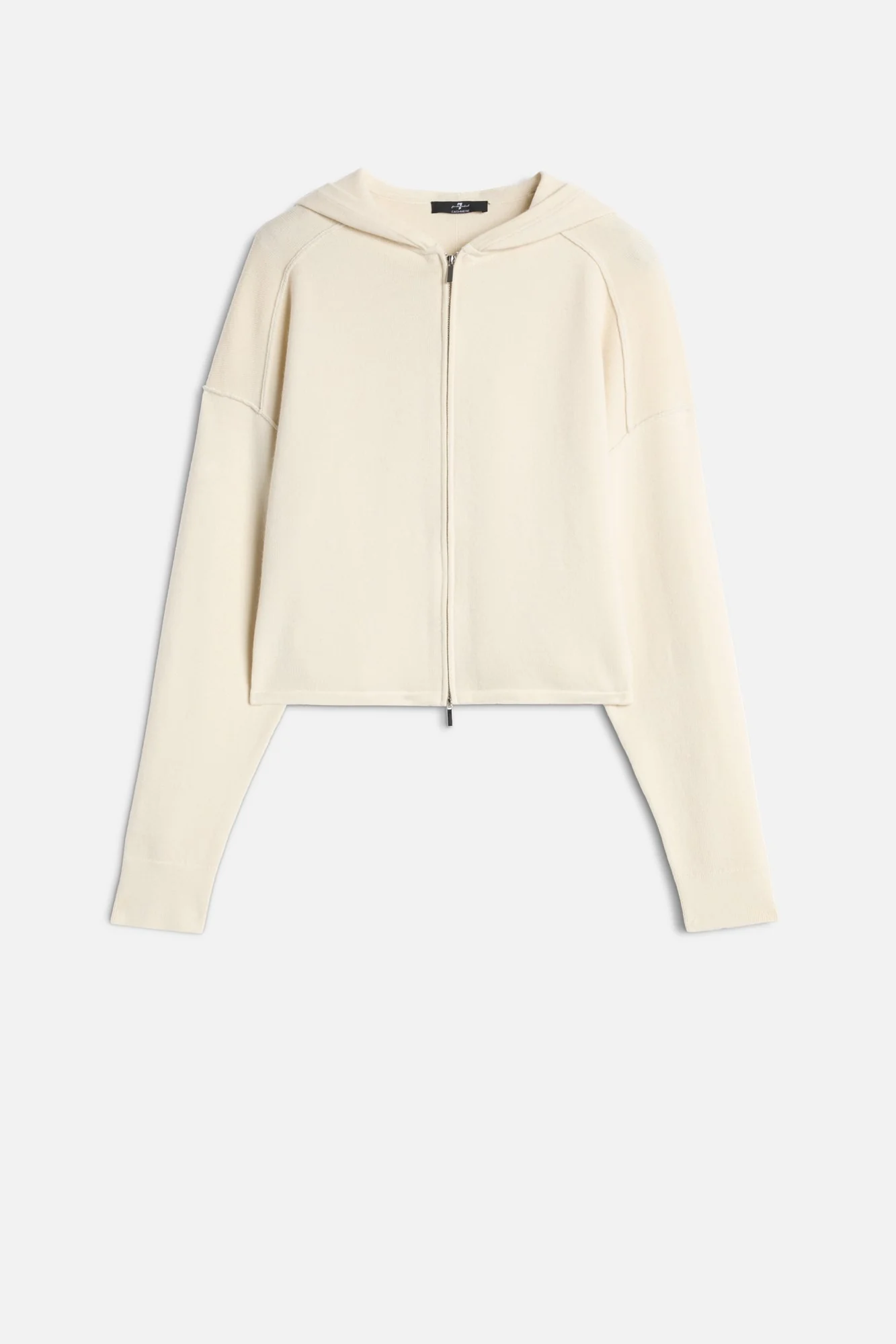 Cashmere Zipper Hoodie in Ice White