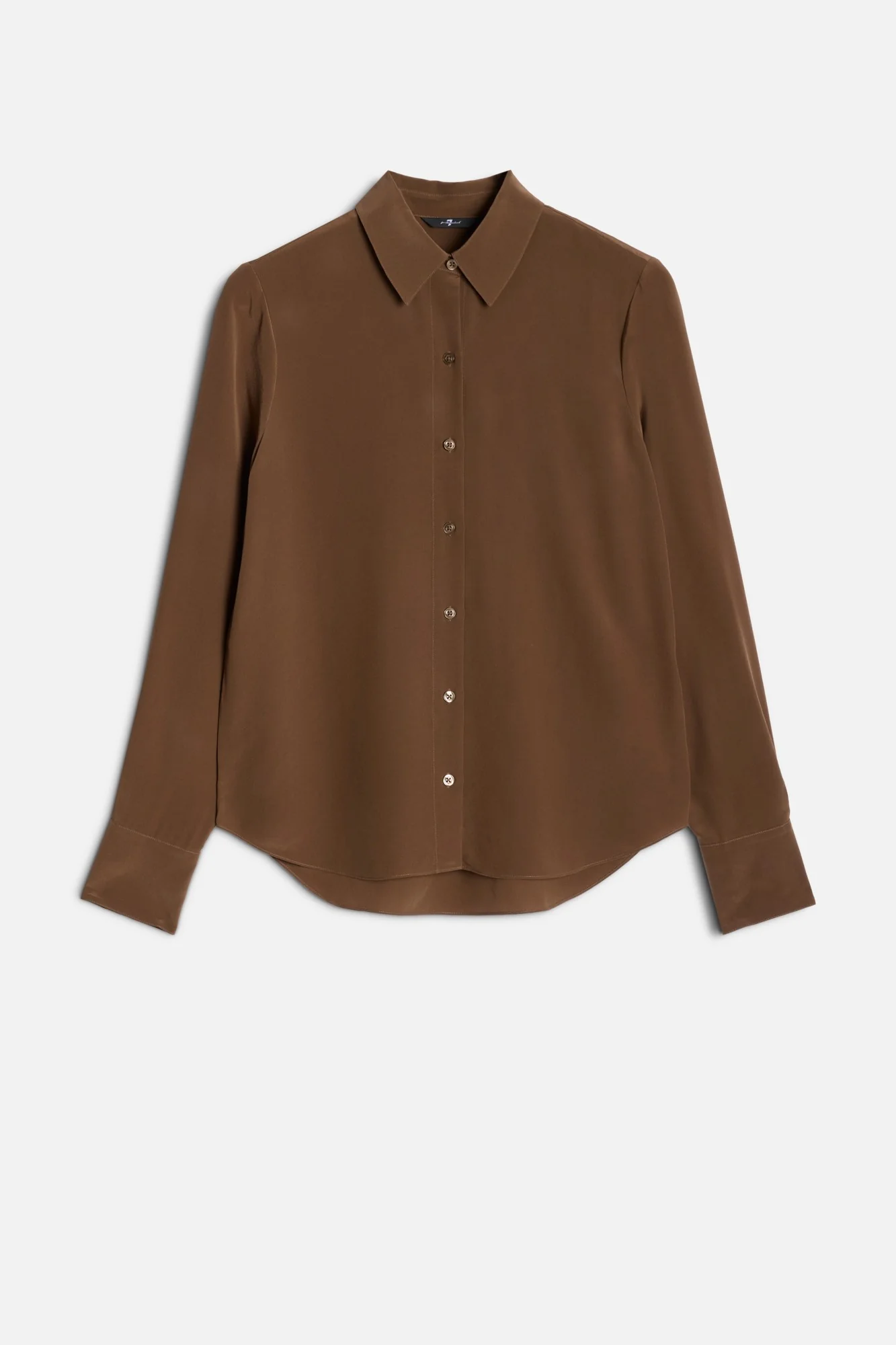 Long Sleeve Silk Blouse in Cocoa