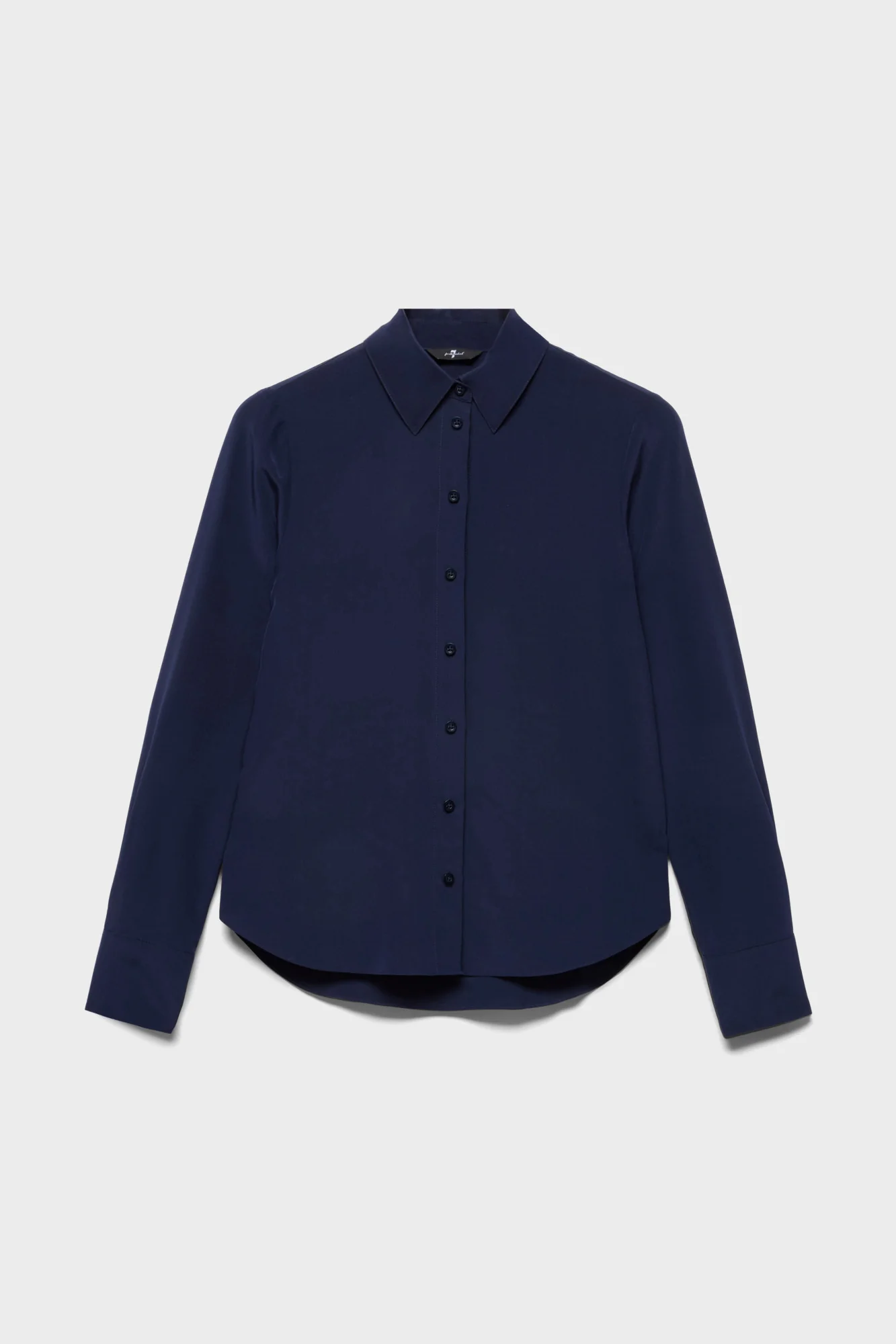 LONG SLEEVE SLIM FIT BLOUSE in Silk Navy Blue