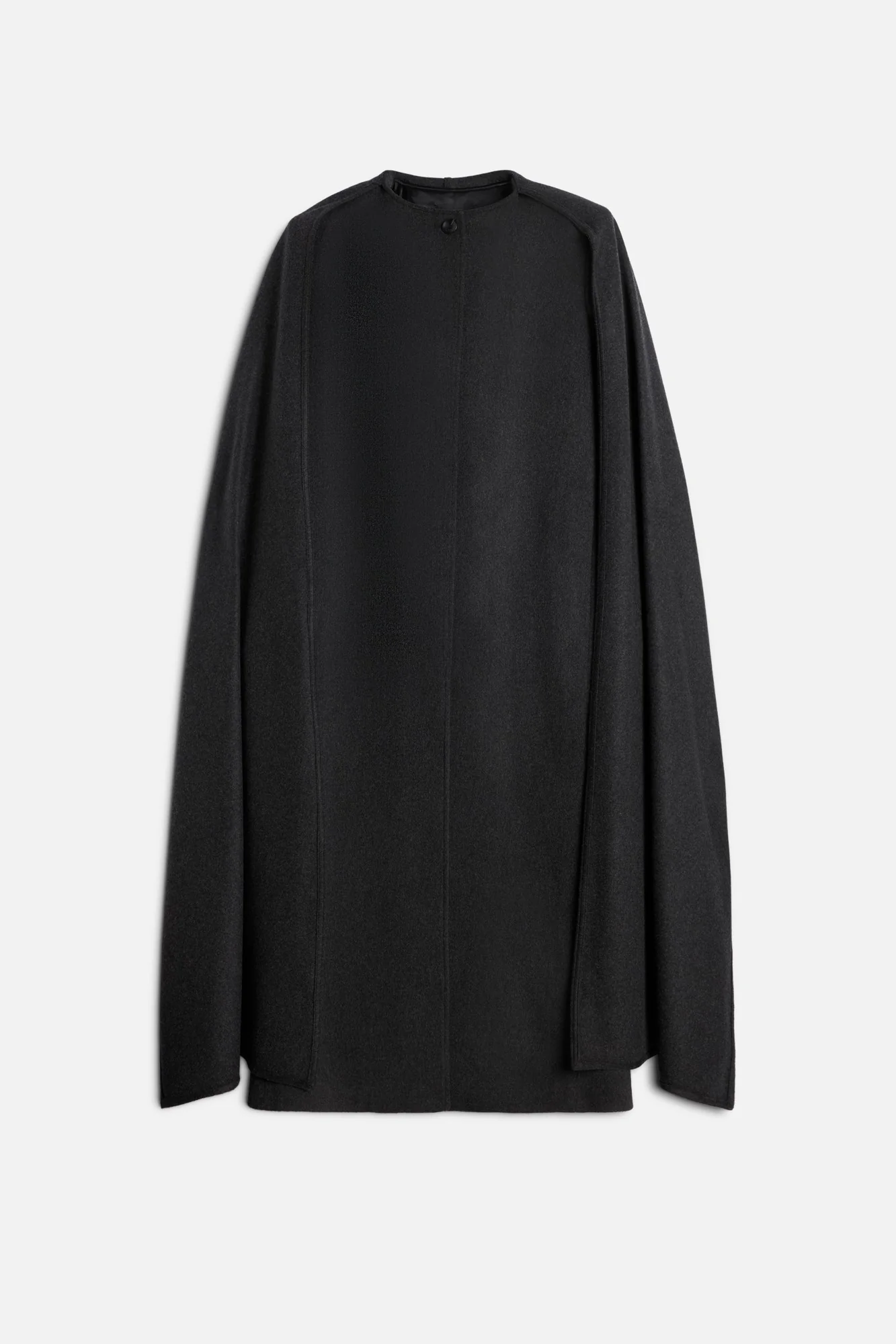 Wool Cashmere Scarf Coat in Dark Grey