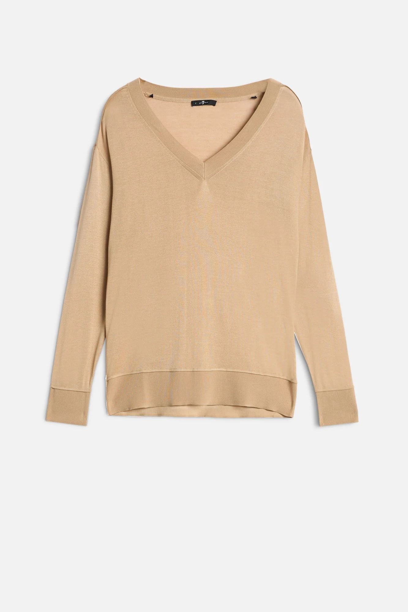 V-NECK SWEATER in Silk Cotton Beige