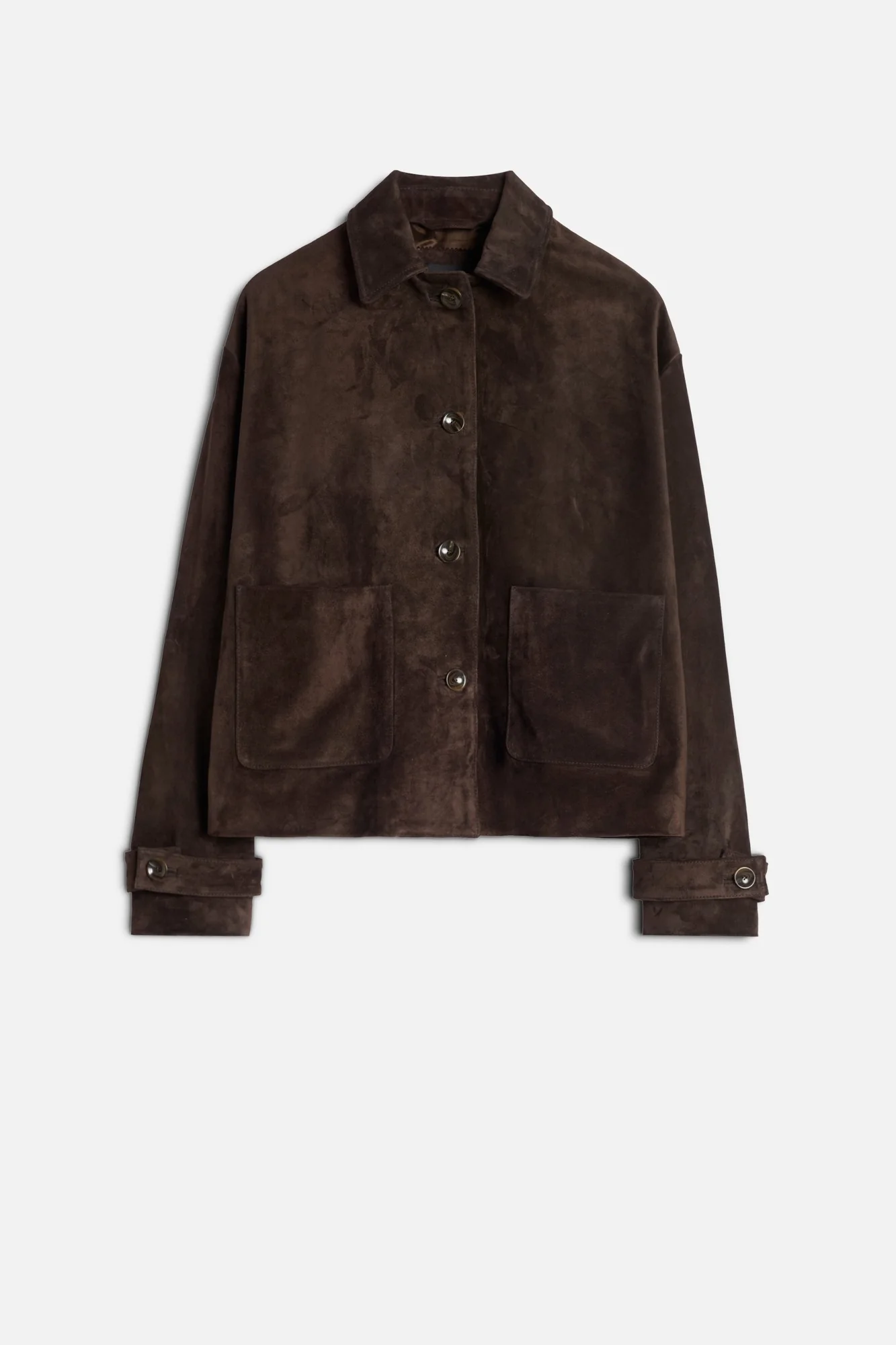Suede Cropped Chore Jacket in Coffee Bean