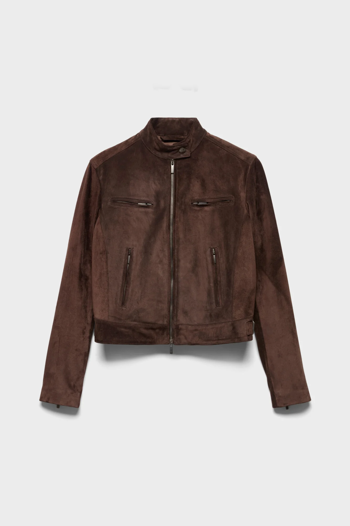 BIKER JACKET in Suede Coffee Bean