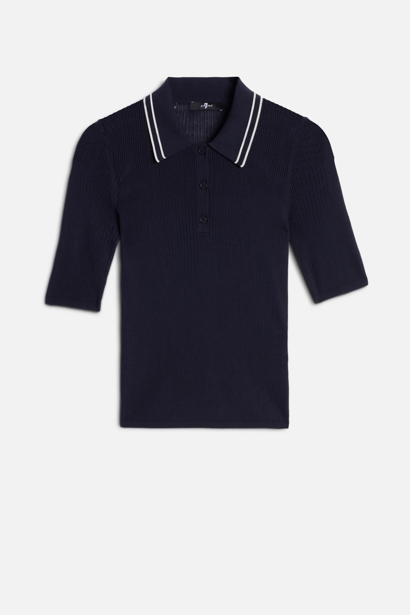 PIPED COLLAR POLO in Navy