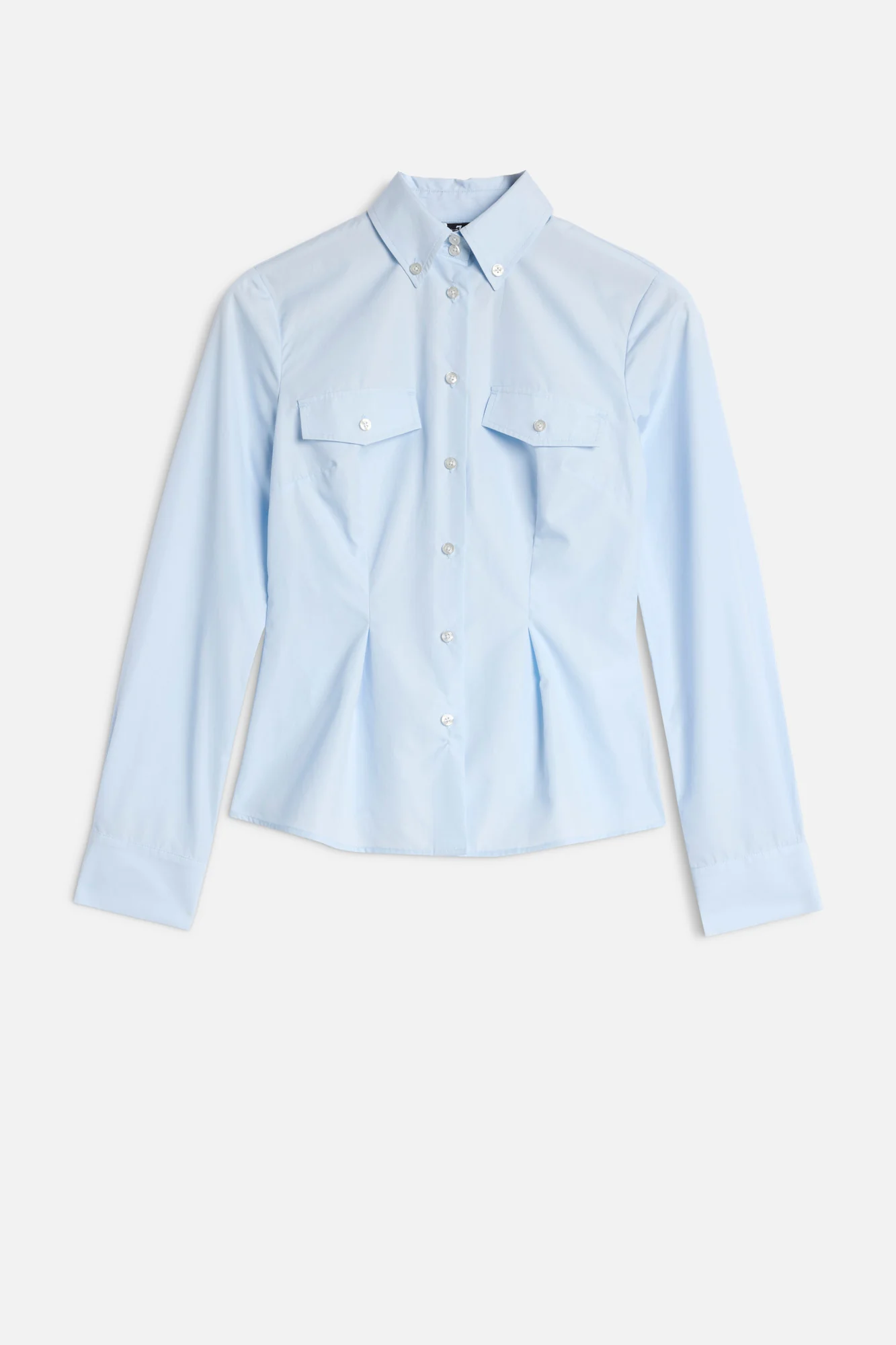 SLANT MILITARY SHIRT in Poplin Light Blue