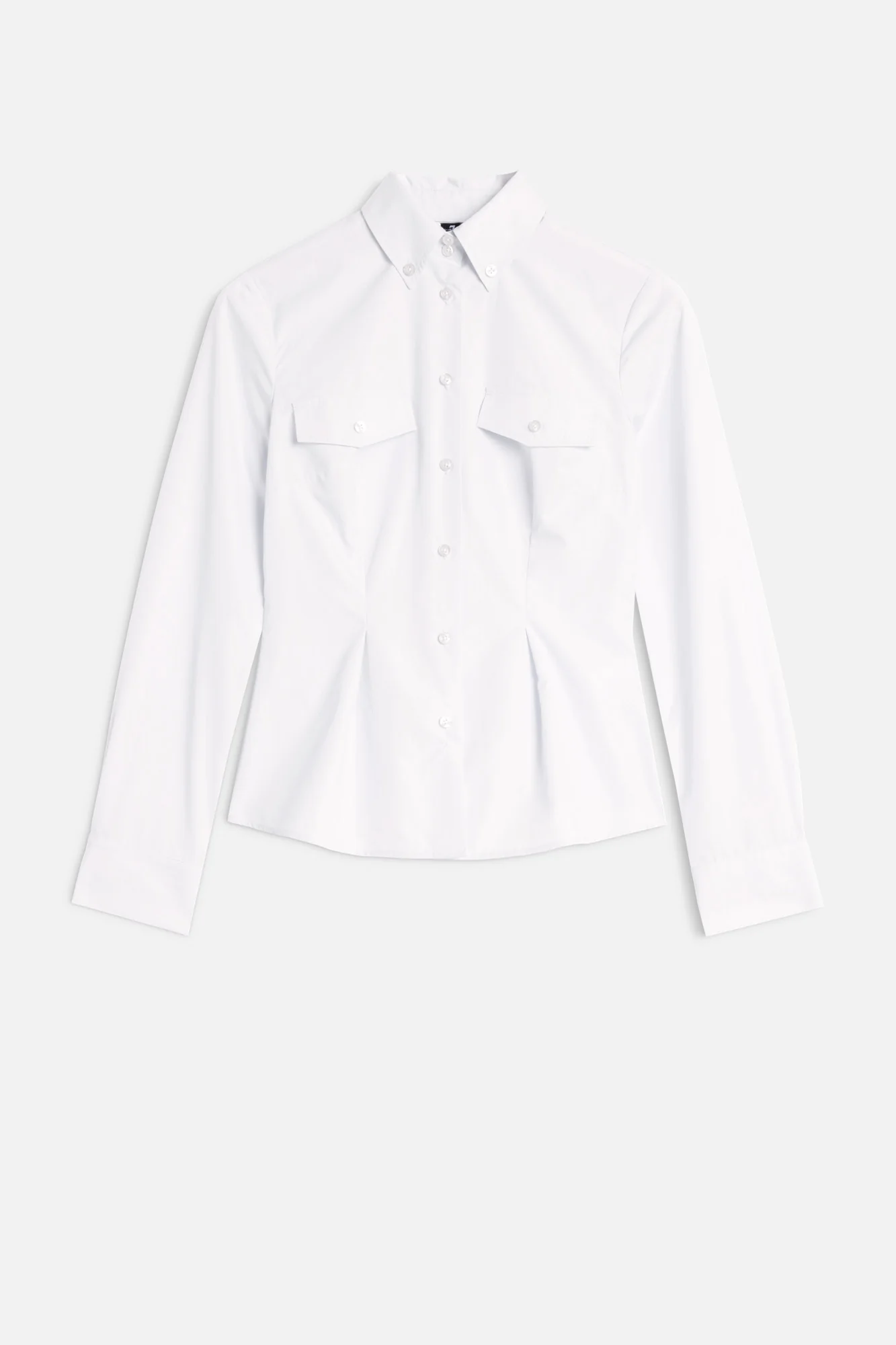 SLANT MILITARY SHIRT in Poplin Optical White