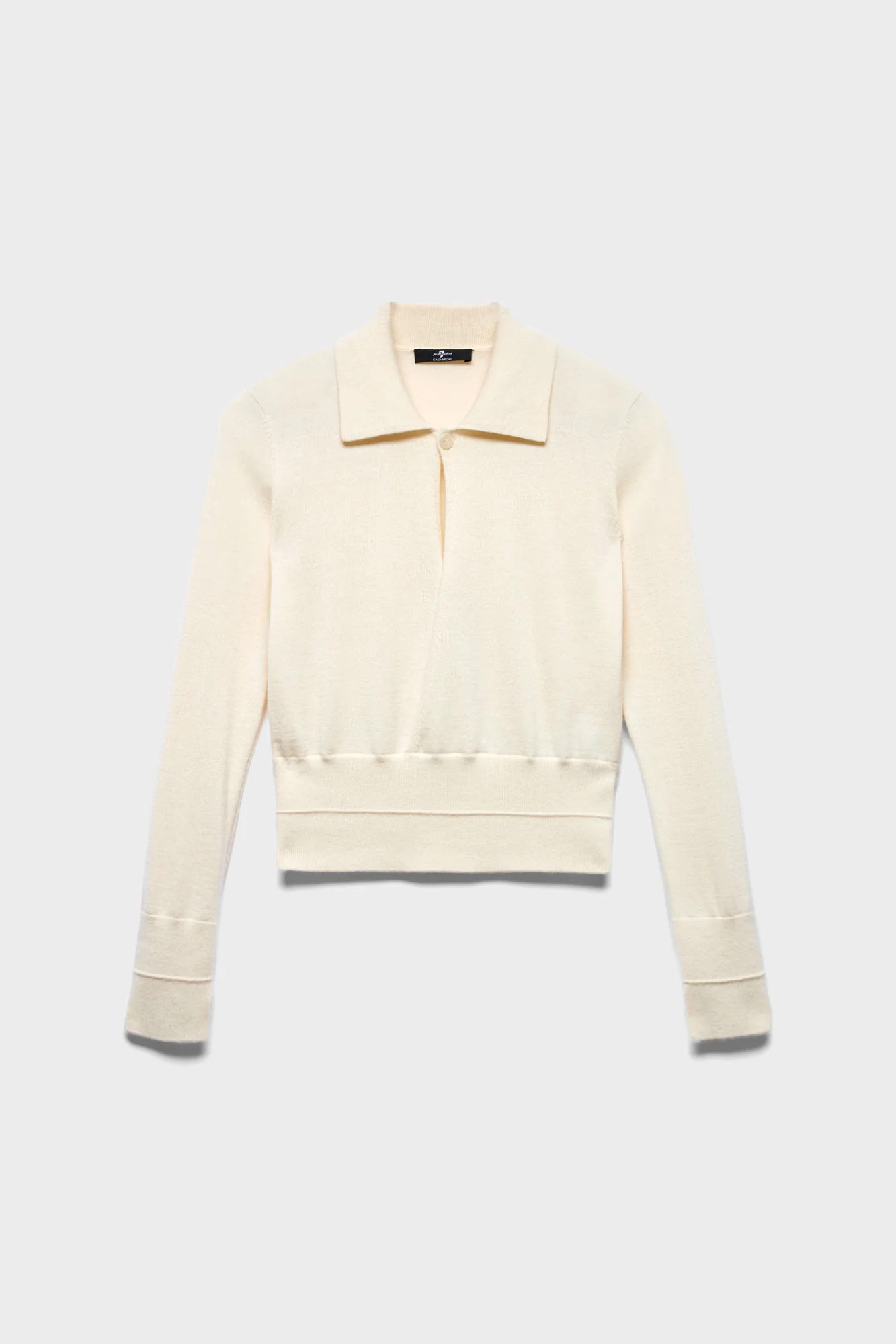 DOUBLE RIB POLO SWEATER in Cashmere White