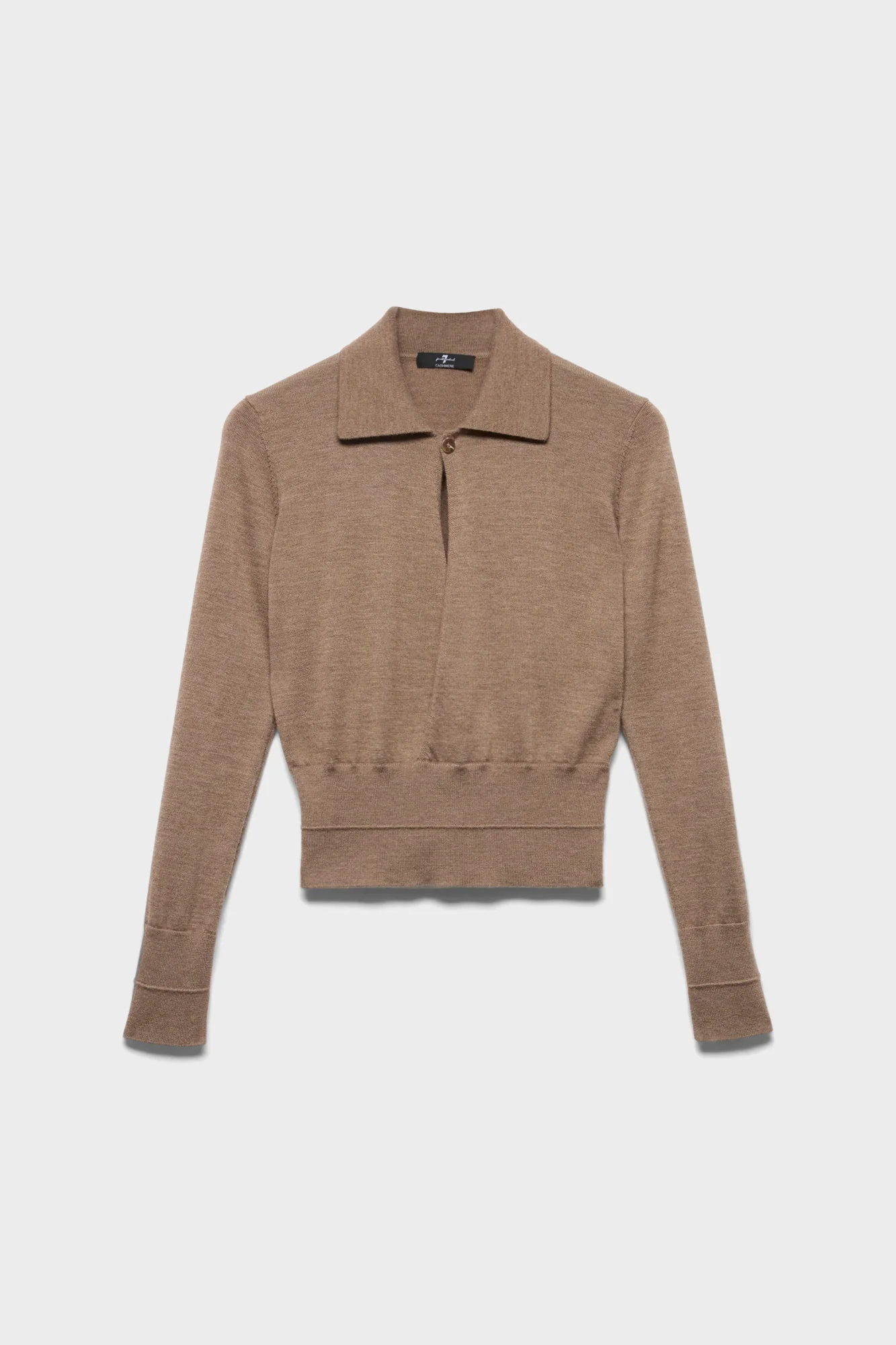 DOUBLE RIB POLO SWEATER in Cashmere Sandcastle