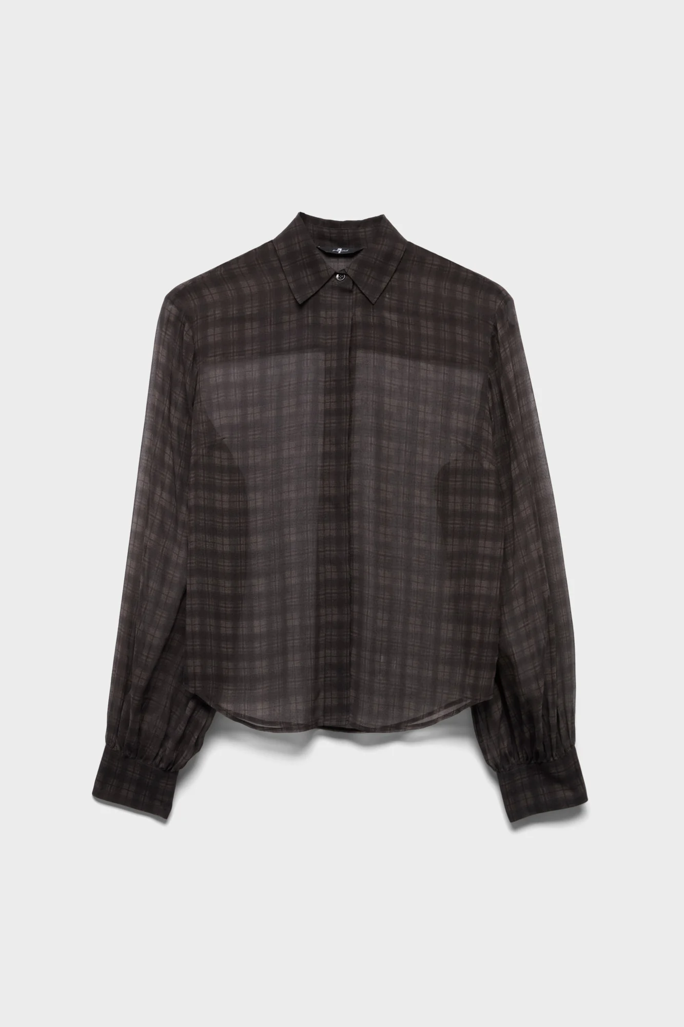 BALLOON SLEEVE SHIRT in Cotton Silk Shadow Check
