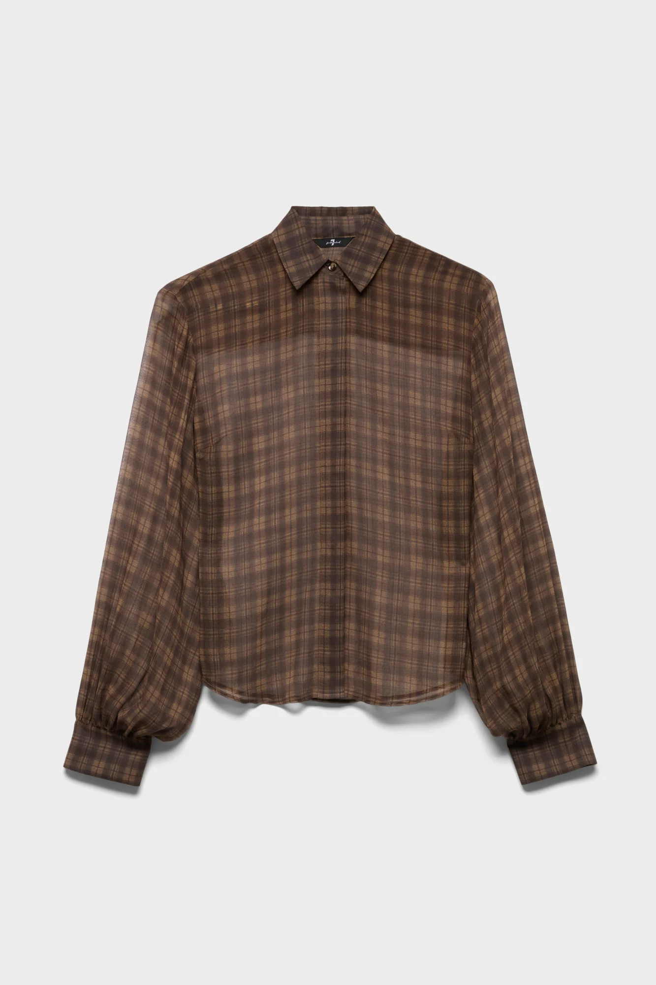 BALLOON SLEEVE SHIRT in Cotton Silk Hound Check