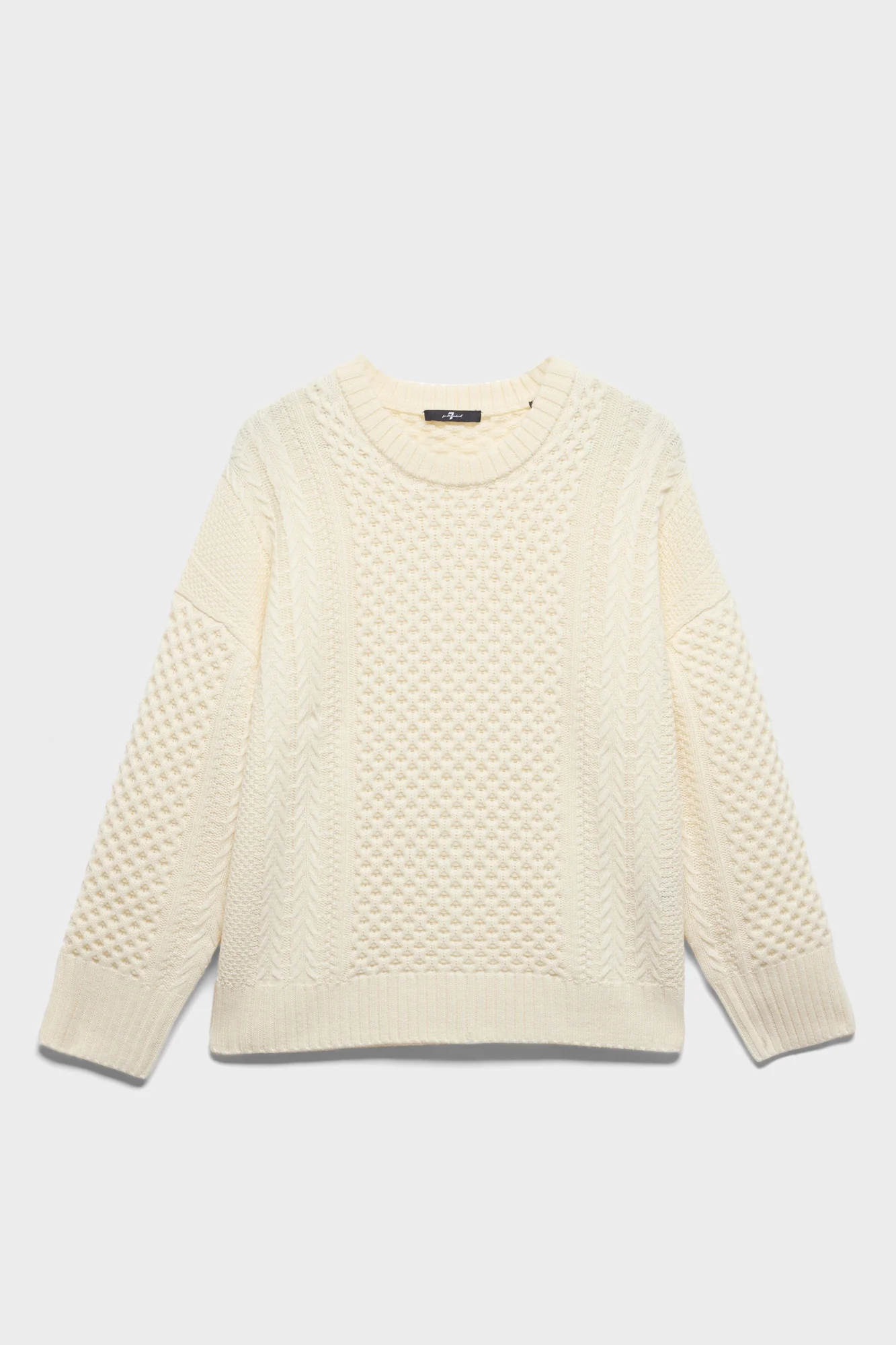 FISHERMAN CREWNECK SWEATER in Merino Wool Ecru