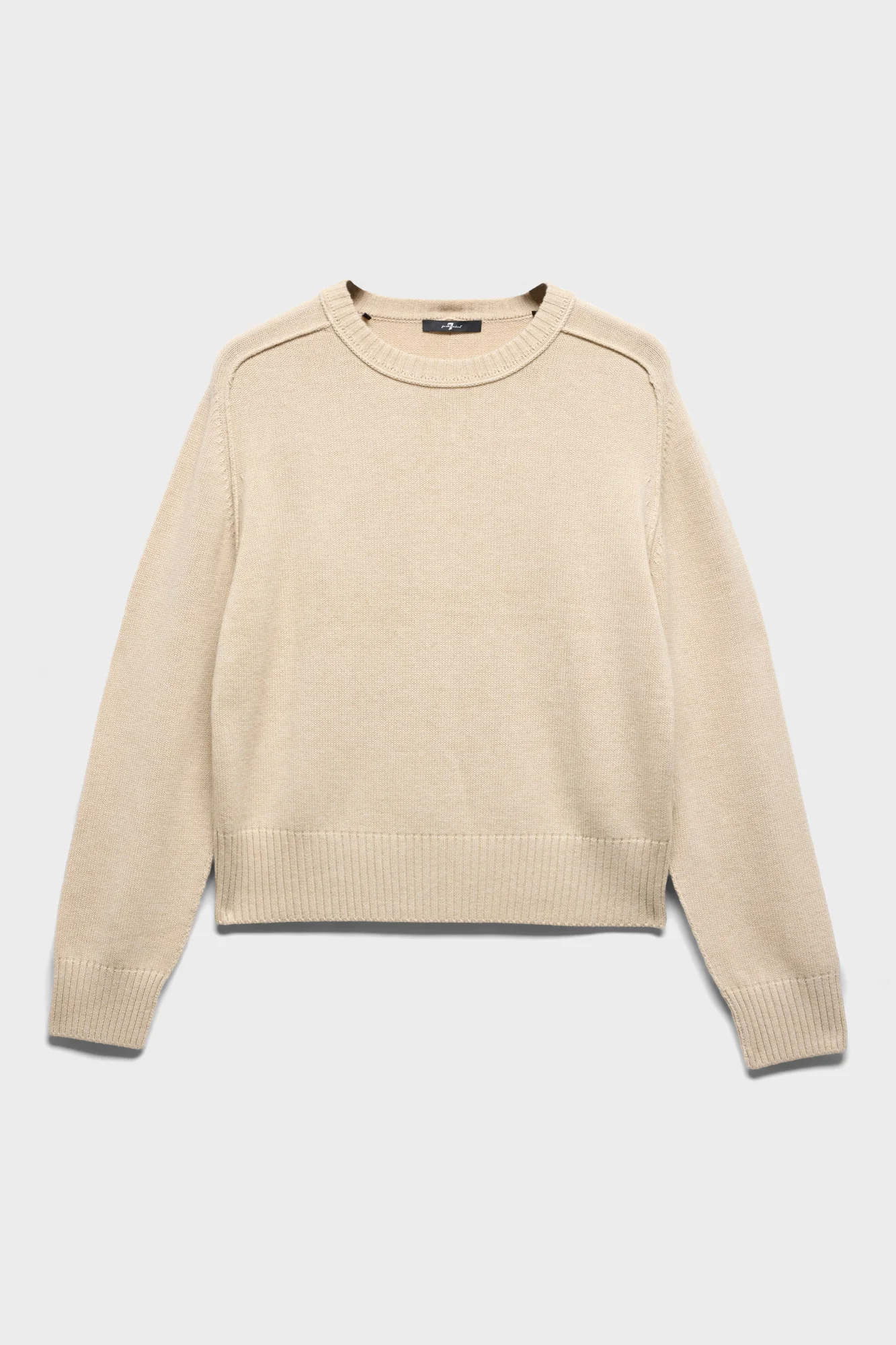 SADDLE CREWNECK SWEATER in Wool Blend Moonbeam