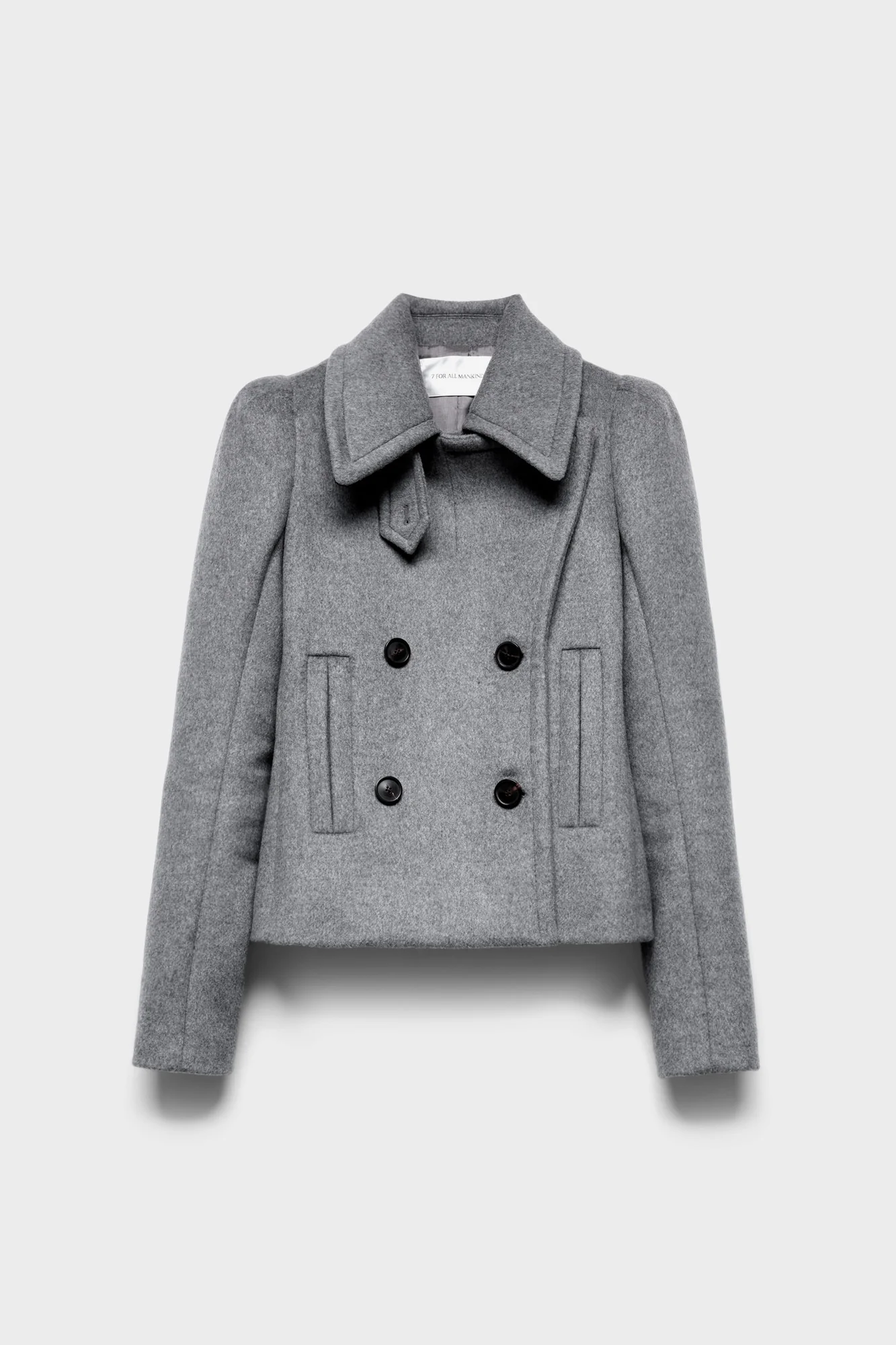 DOUBLE BREASTED HIGH SHOULDER JACKET in Wool Mink