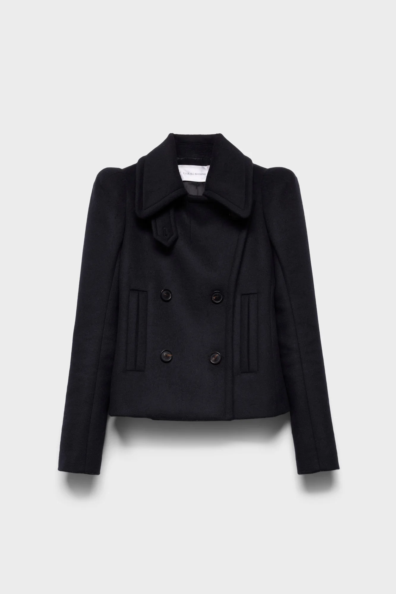 DOUBLE BREASTED HIGH SHOULDER JACKET in Wool Sable