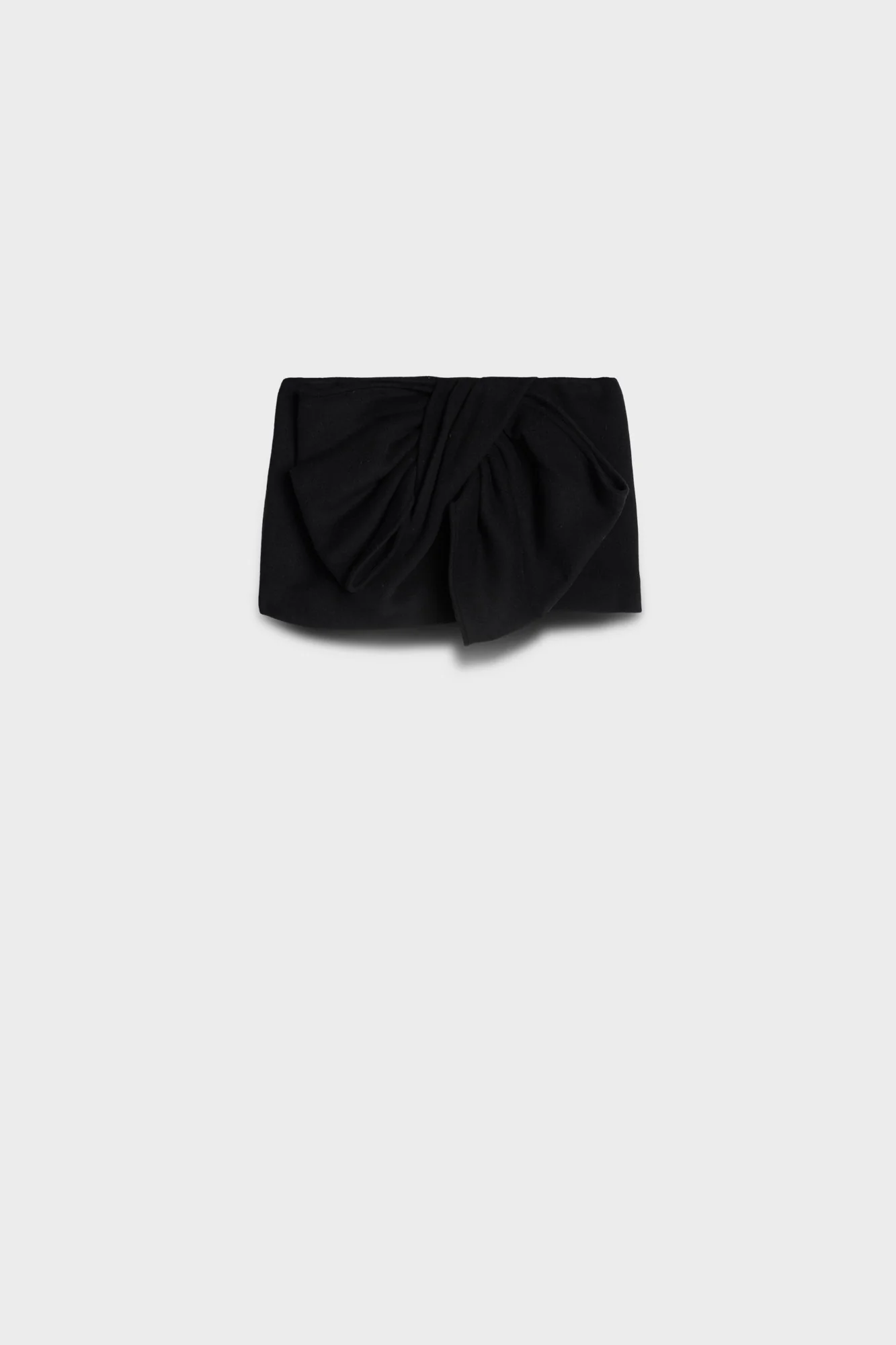 BOW MINI SKIRT in Wool Blend Black