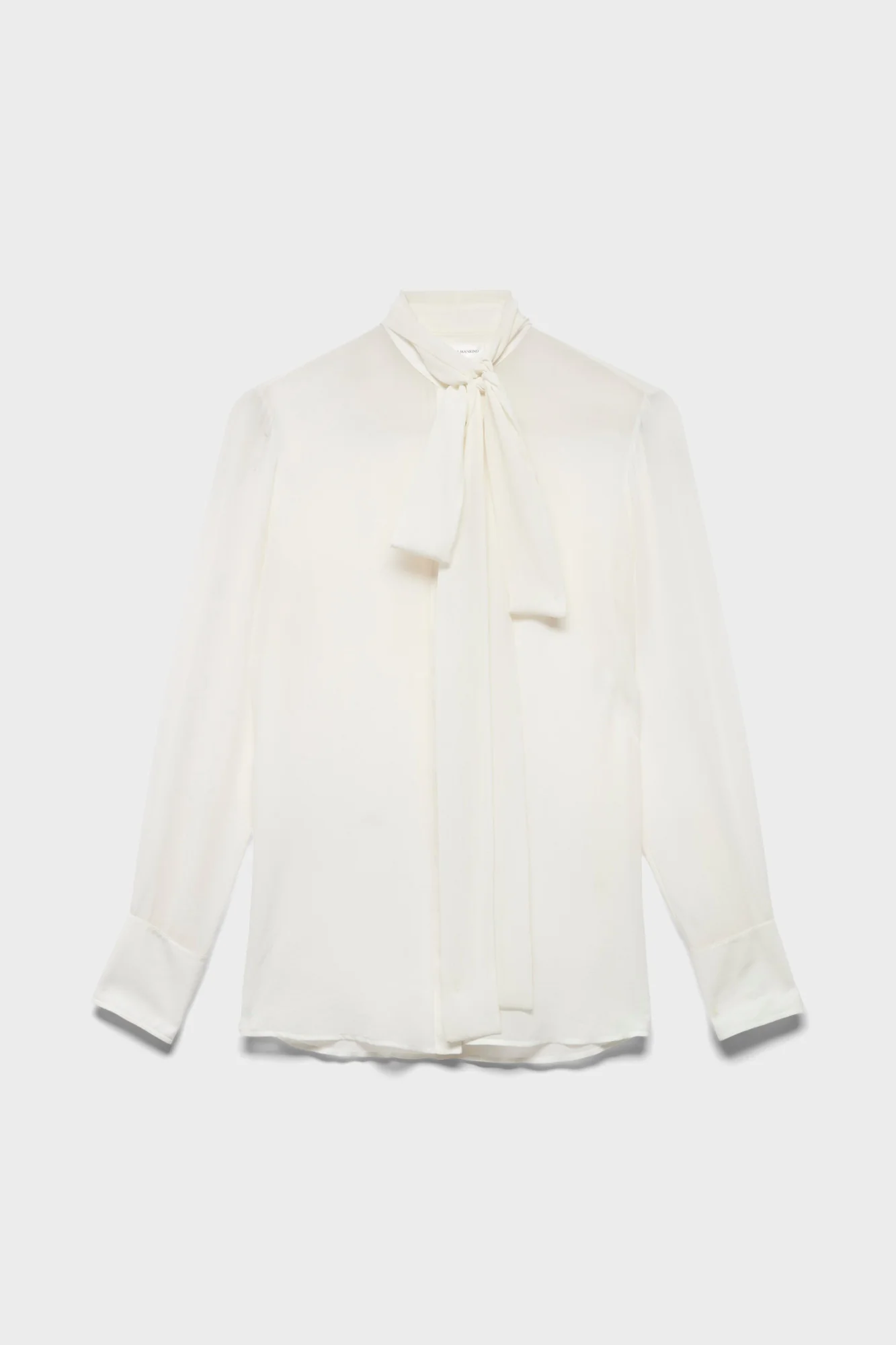 LONG SLEEVE BOW SHIRT in Silk Ivory