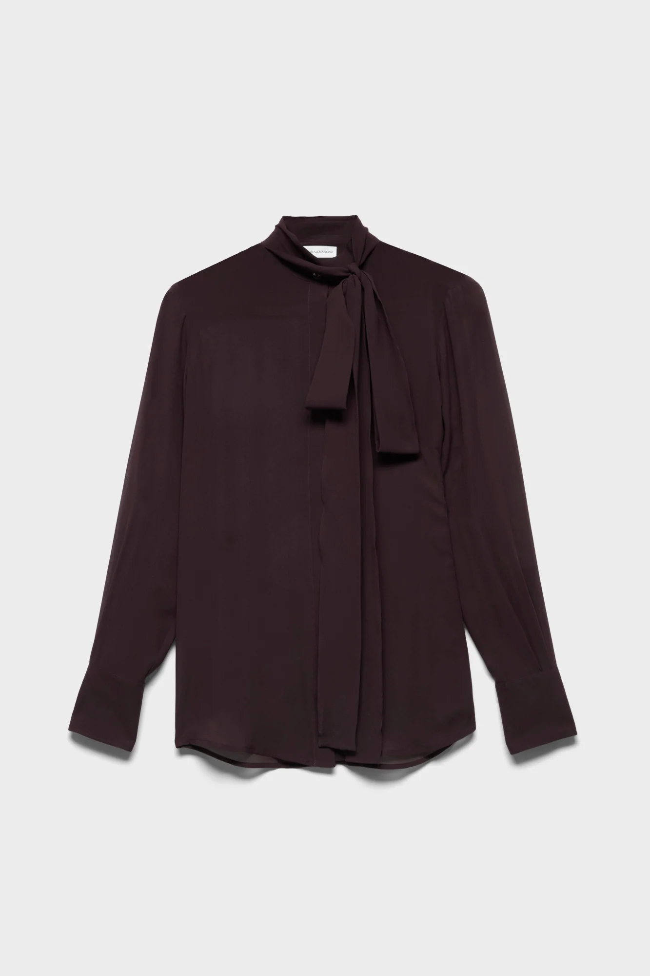 LONG SLEEVE BOW SHIRT in Silk Cherry