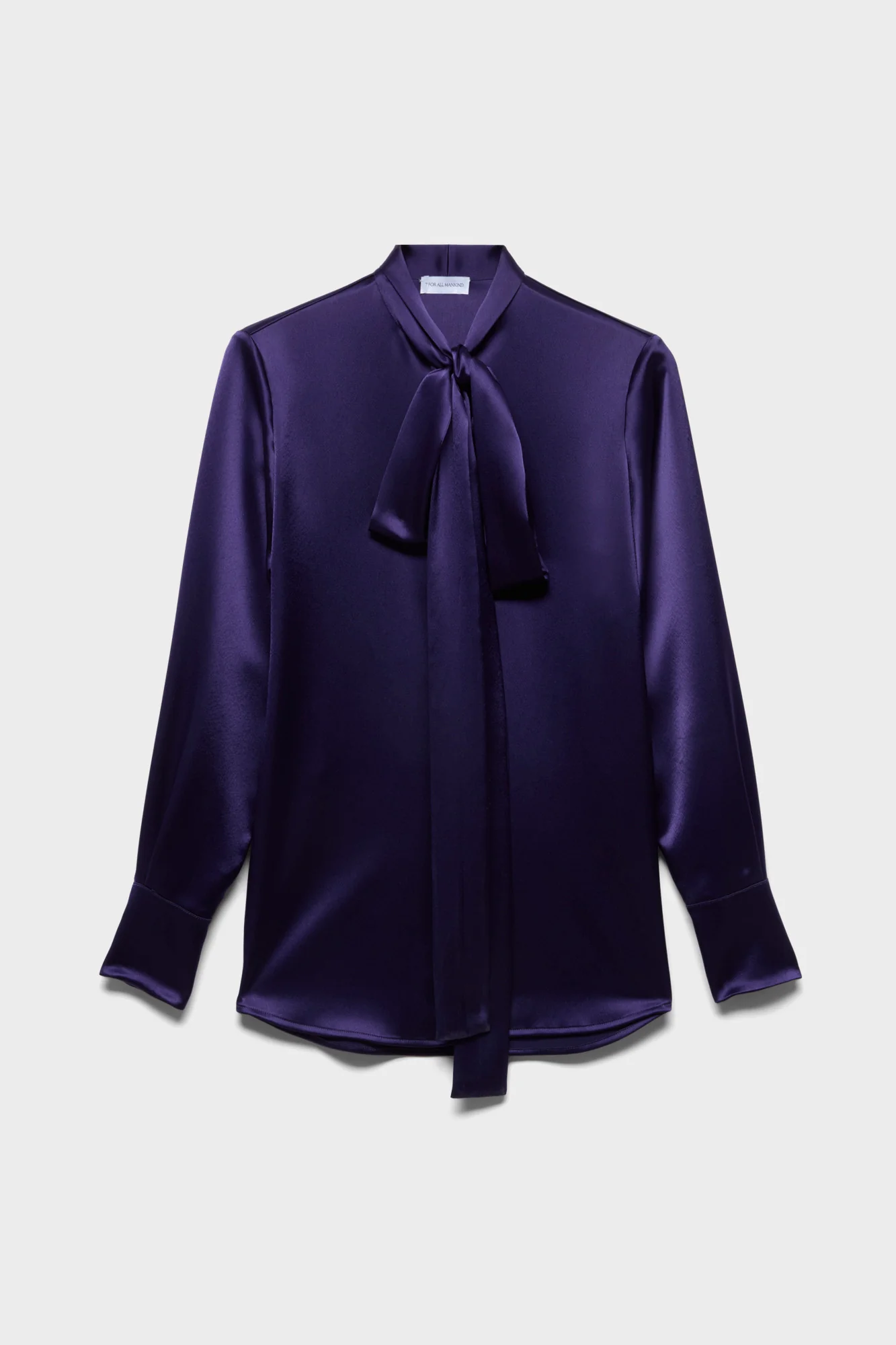 LONG SLEEVE BOW SHIRT in Satin Icevine