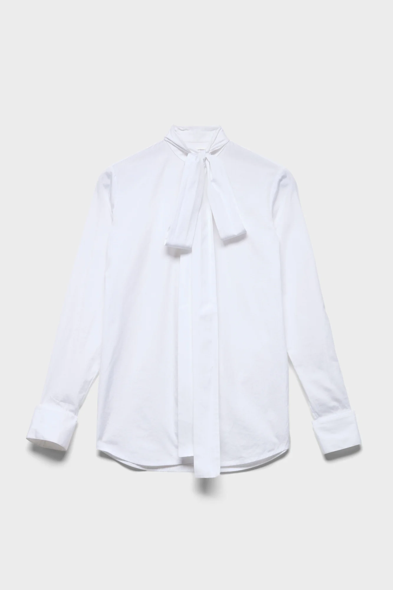 LONG SLEEVE BOW SHIRT in Poplin Off White
