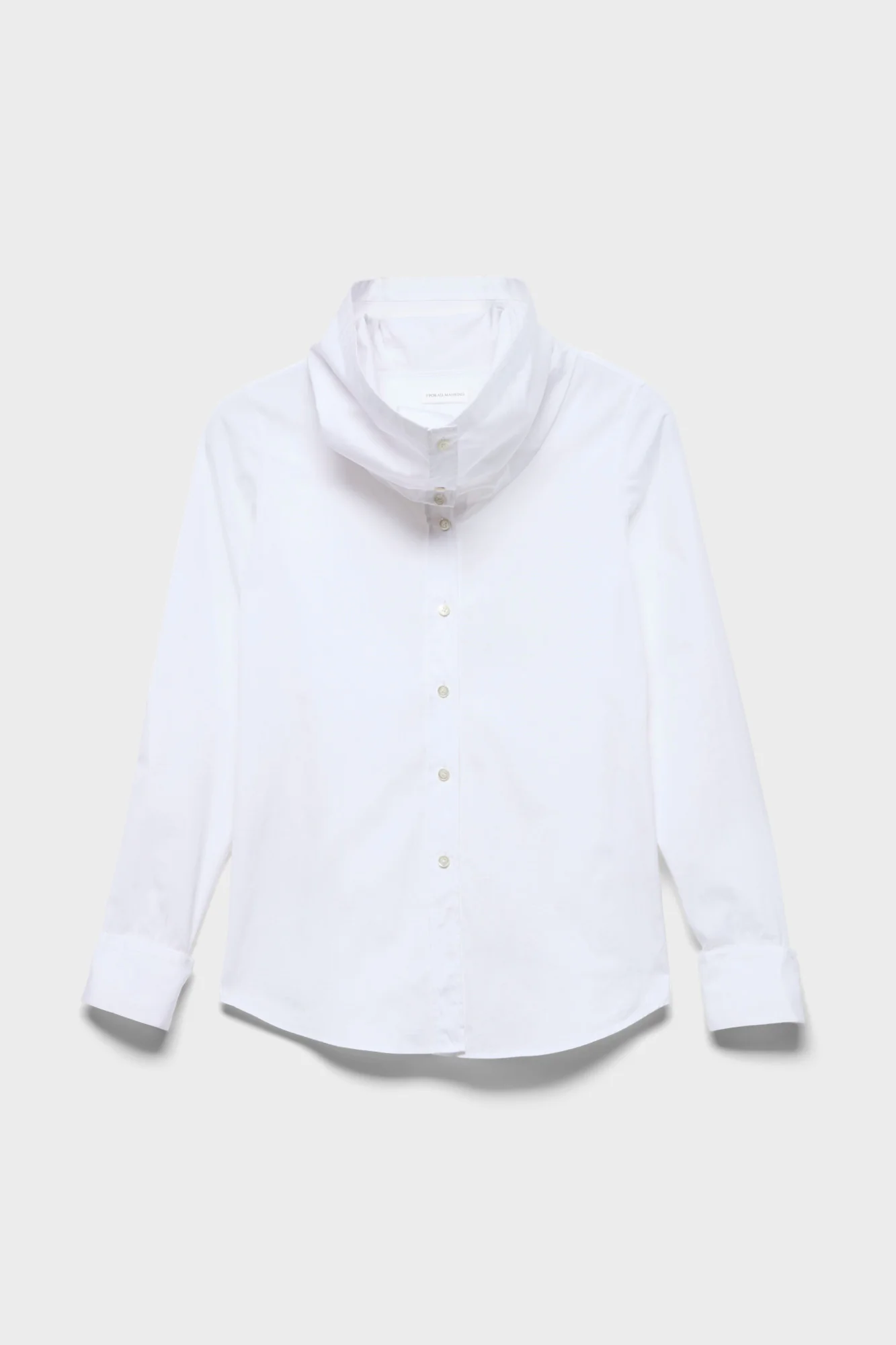 HIGH NECK LONG SLEEVE SHIRT in Poplin Off White