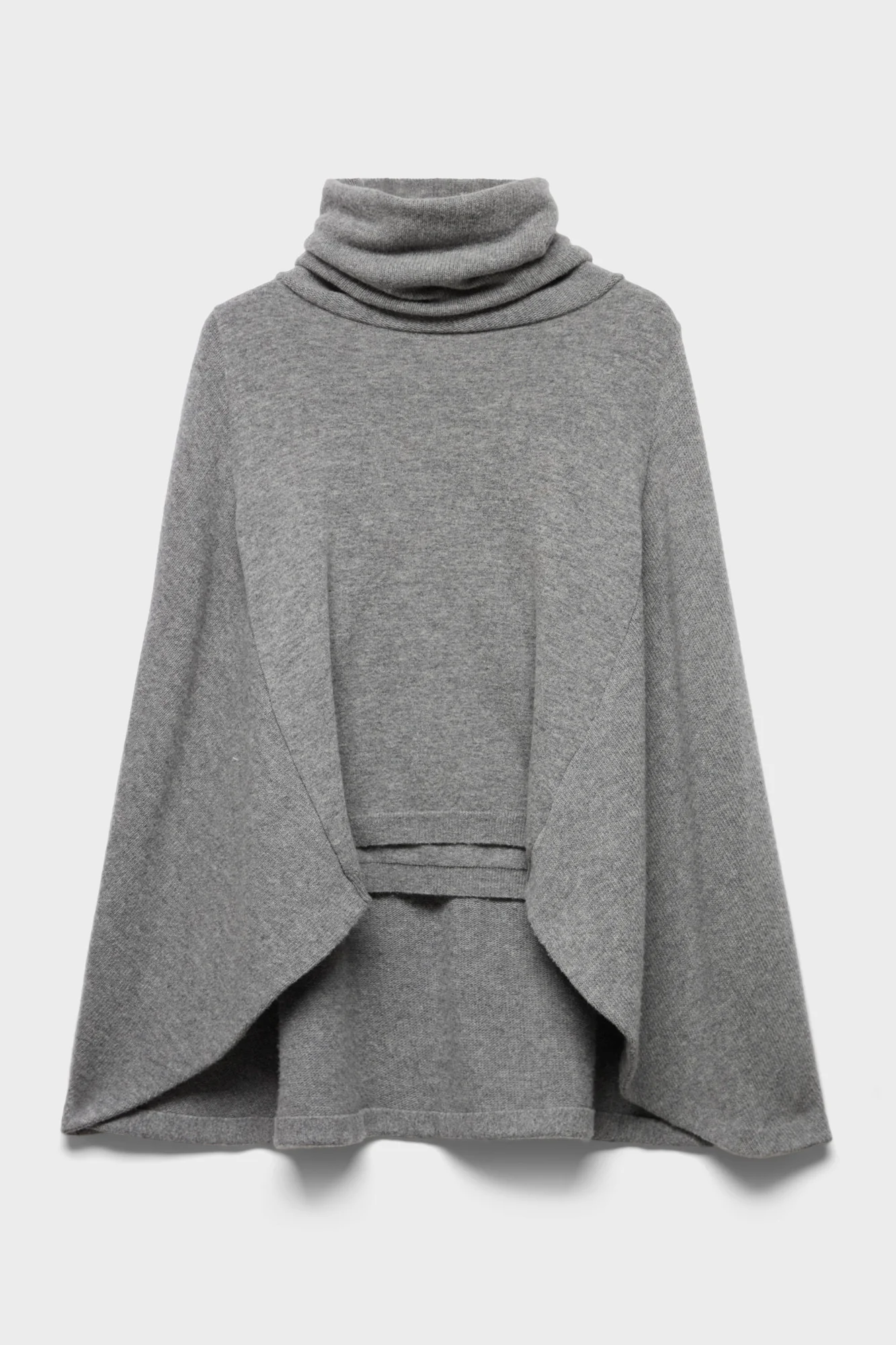 HIGH NECK SHAWL SWEATER in Wool Stone