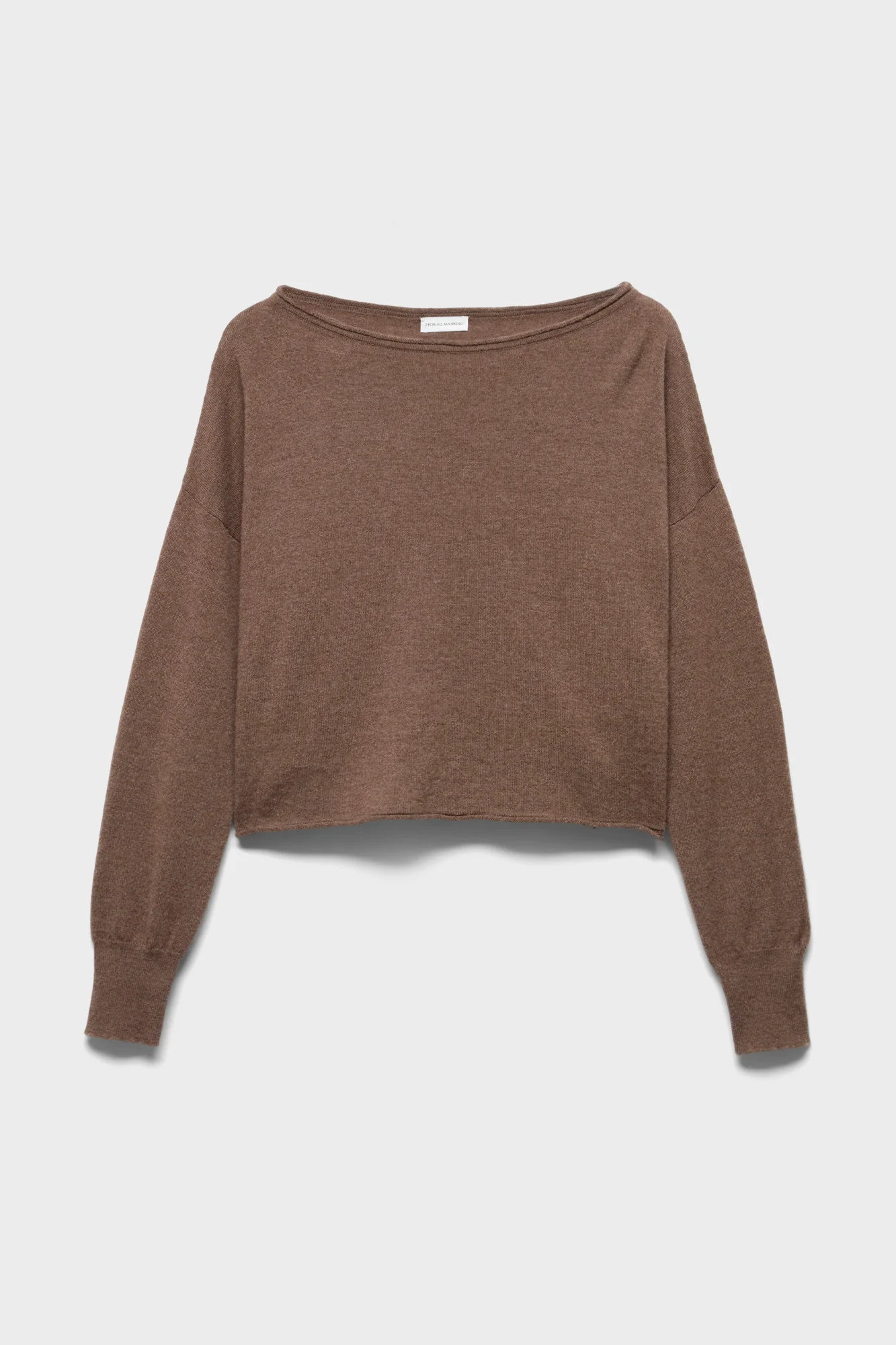 BOAT NECK CROPPED SWEATER in Wool Seashell