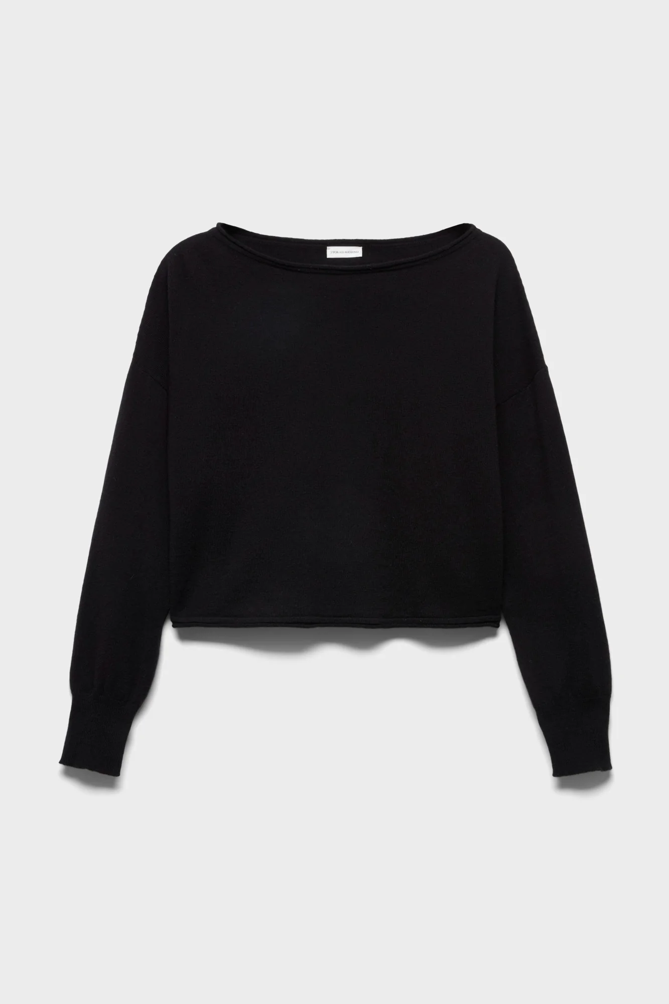 BOAT NECK CROPPED SWEATER in Wool Eclipse