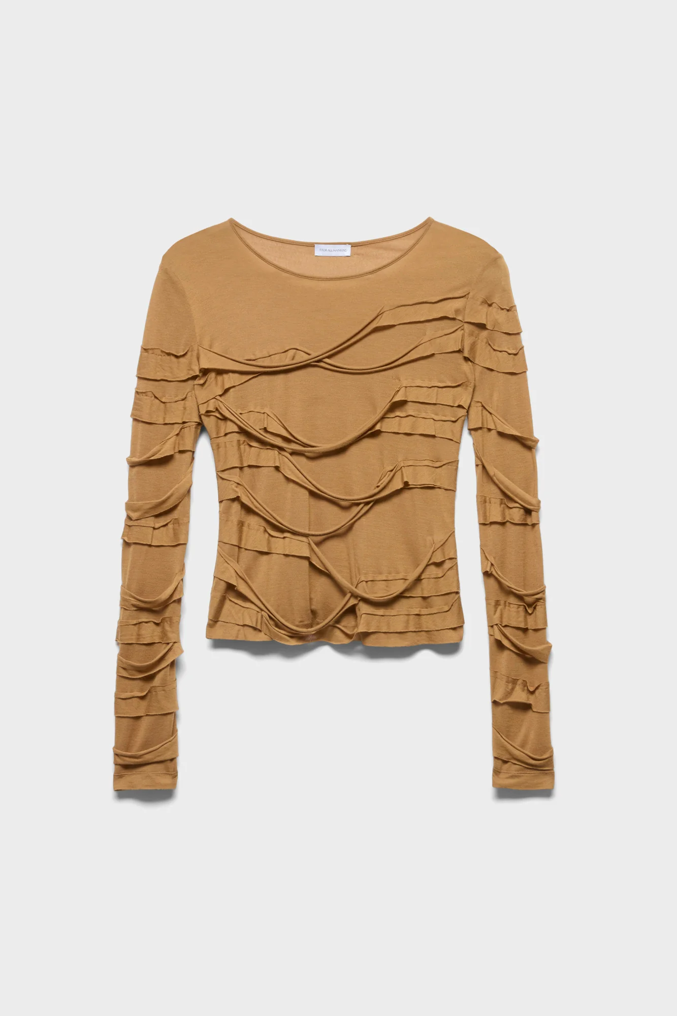 RIBBON LONG SLEEVE TEE in Viscose Seashell