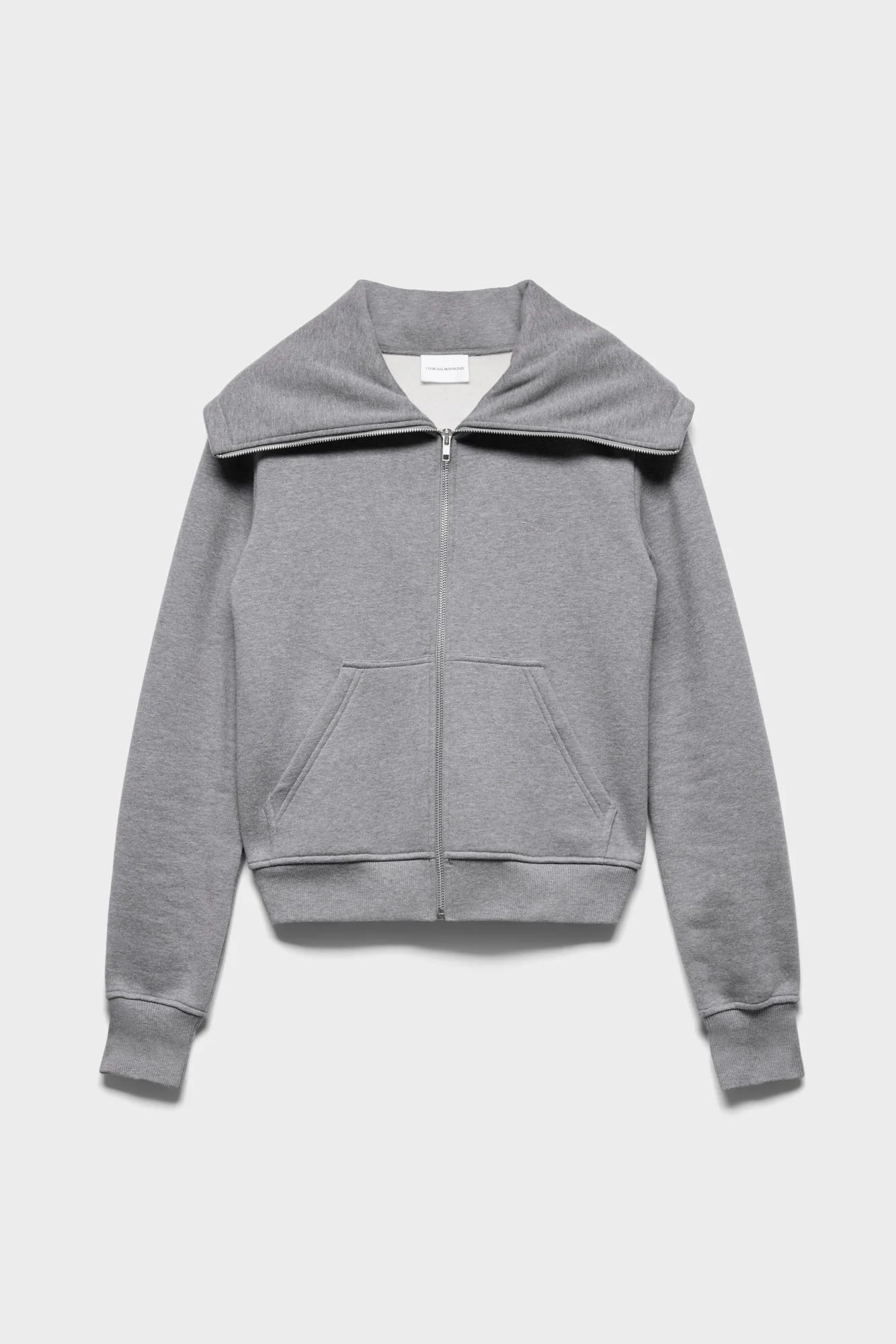 HIGH NECK ZIP HOODIE in Ash