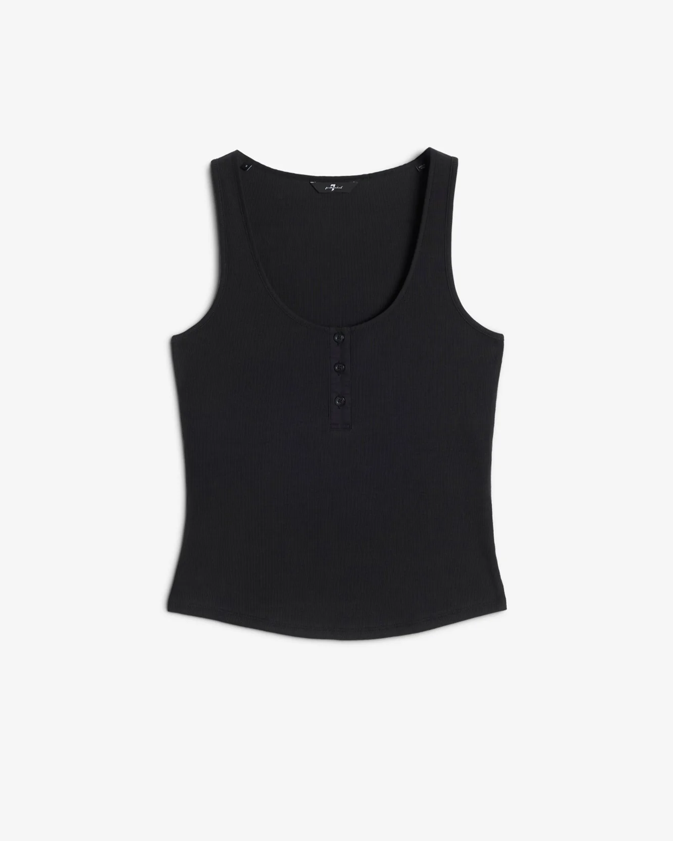 Ribbed Henley Tank in Black