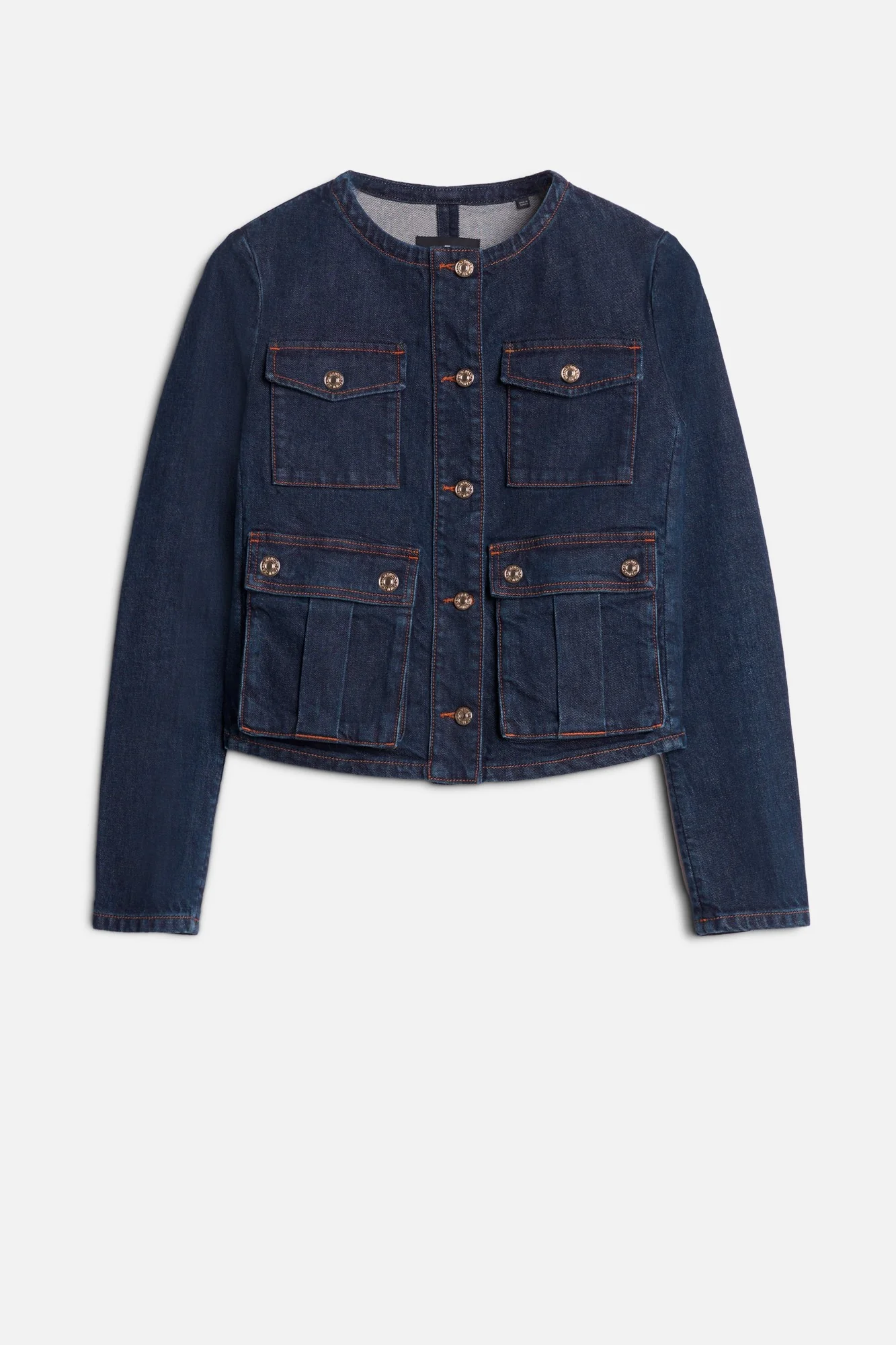 COLLARLESS JACKET in Denim Rinsed Indigo
