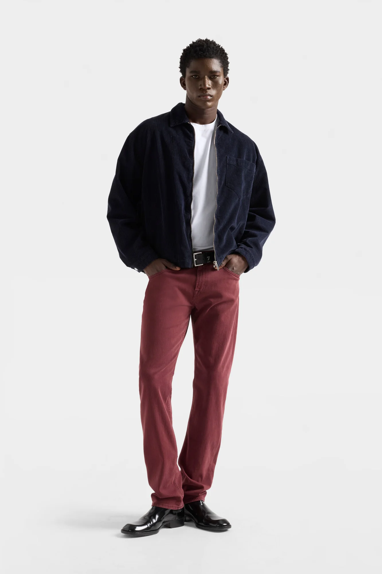 ZIP OVERSHIRT in Corduroy Navy - Image 2