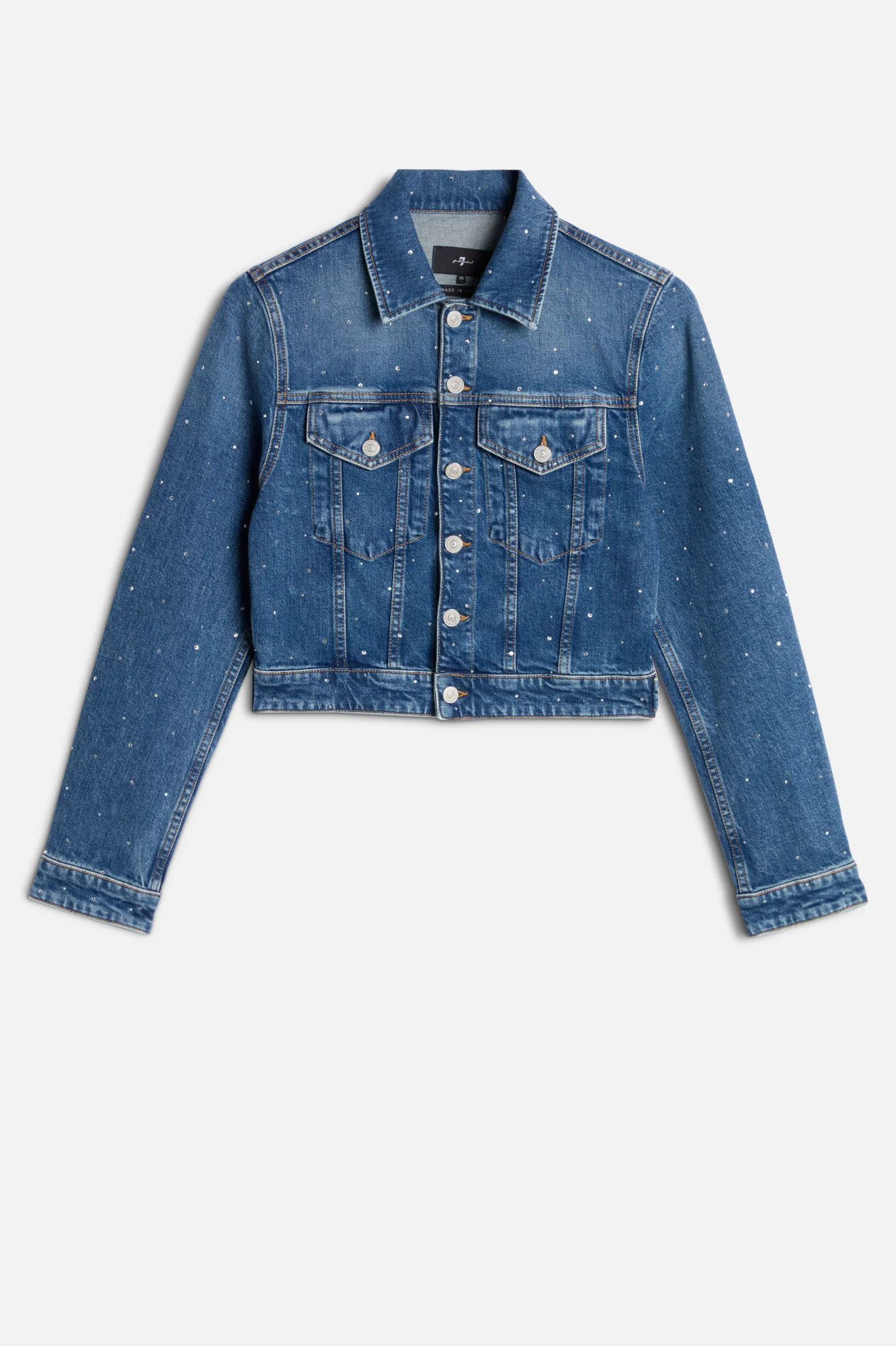 EMBELLISHED SHRUNKEN JACKET in Comfort Blue Shine