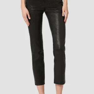 Nico Mid-Rise Straight Leather Crop Pant
