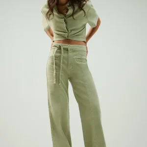Tie Waist Pintucked Trouser Pant