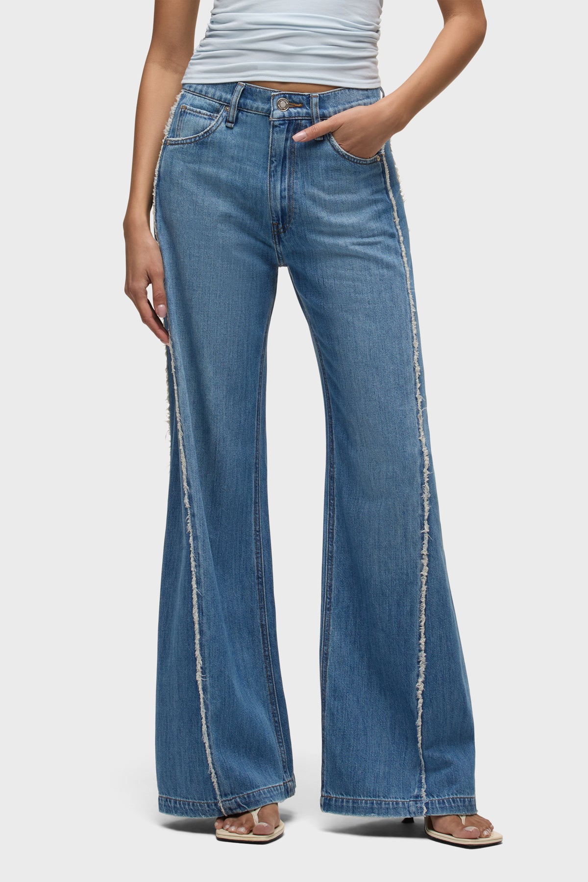 Jodie Loose Fit Wide Leg Jean With Frayed Seams - Image 2