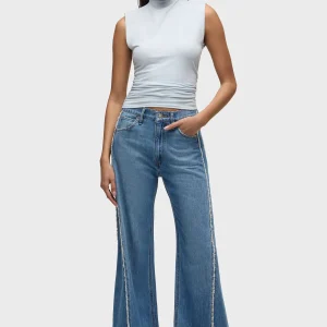 Jodie Loose Fit Wide Leg Jean With Frayed Seams