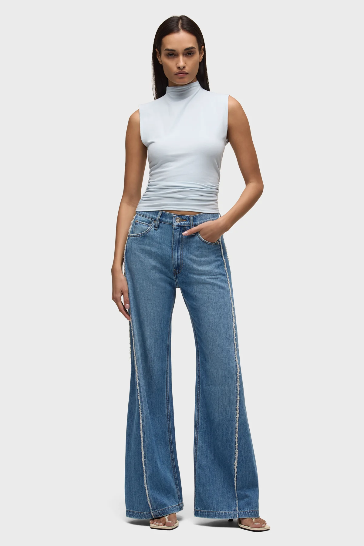 Jodie Loose Fit Wide Leg Jean With Frayed Seams
