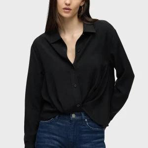 Long Sleeve Knotted Button Down Shirt