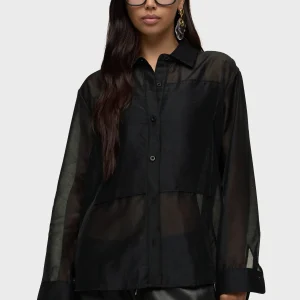 Sheer Oversized Button Up