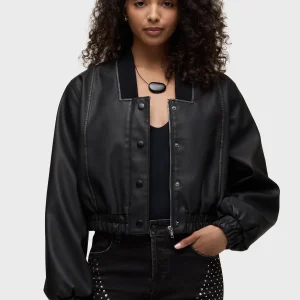 Vegan Leather Bomber Jacket