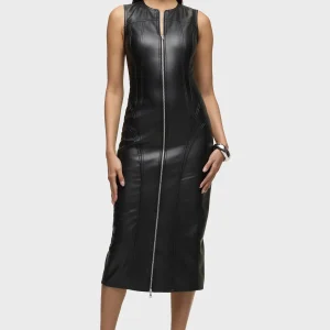 Vegan Leather Midi Dress
